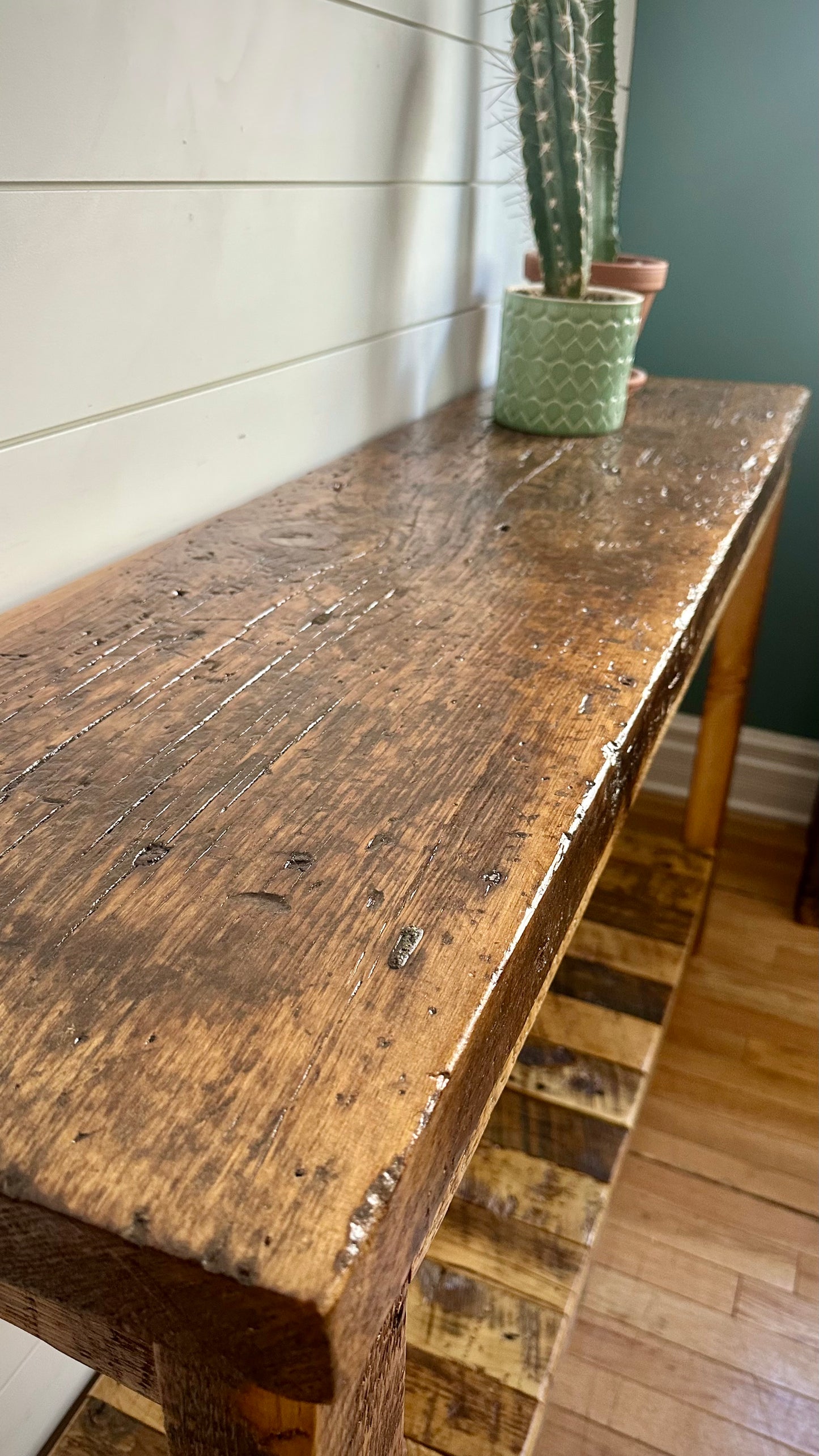 4 1/2’ L Rustic Reclaimed Wood Console Table