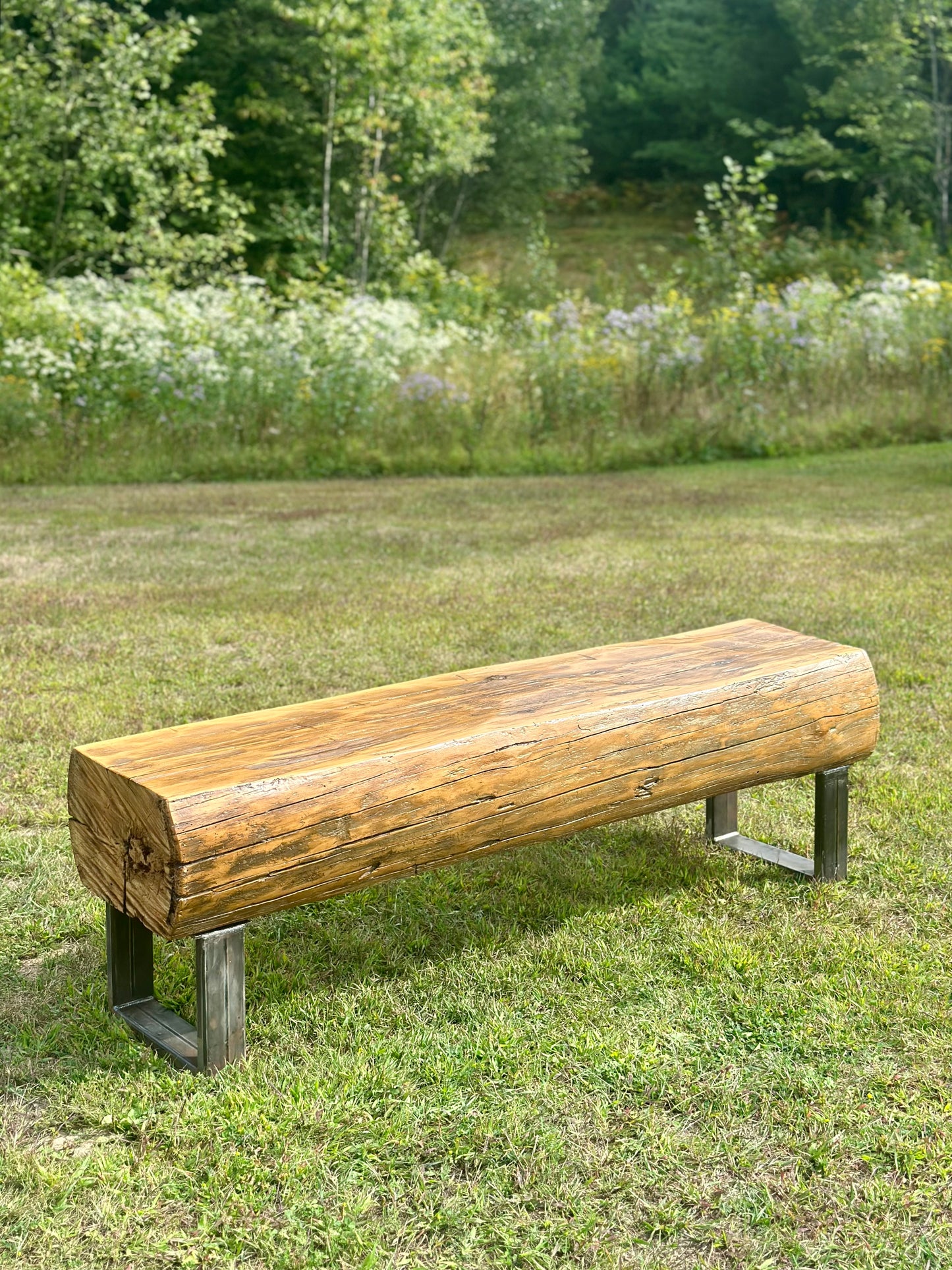 5’ L Rustic Barn Wood Beam Bench