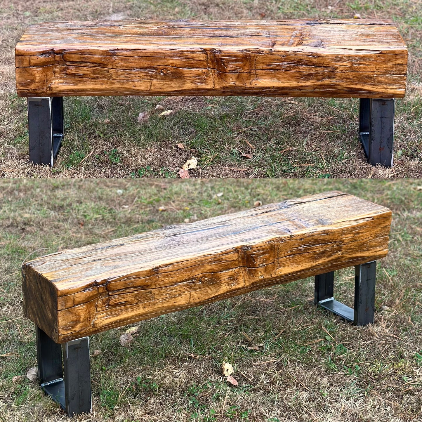 4’ L Rustic Reclaimed Barn Beam Bench