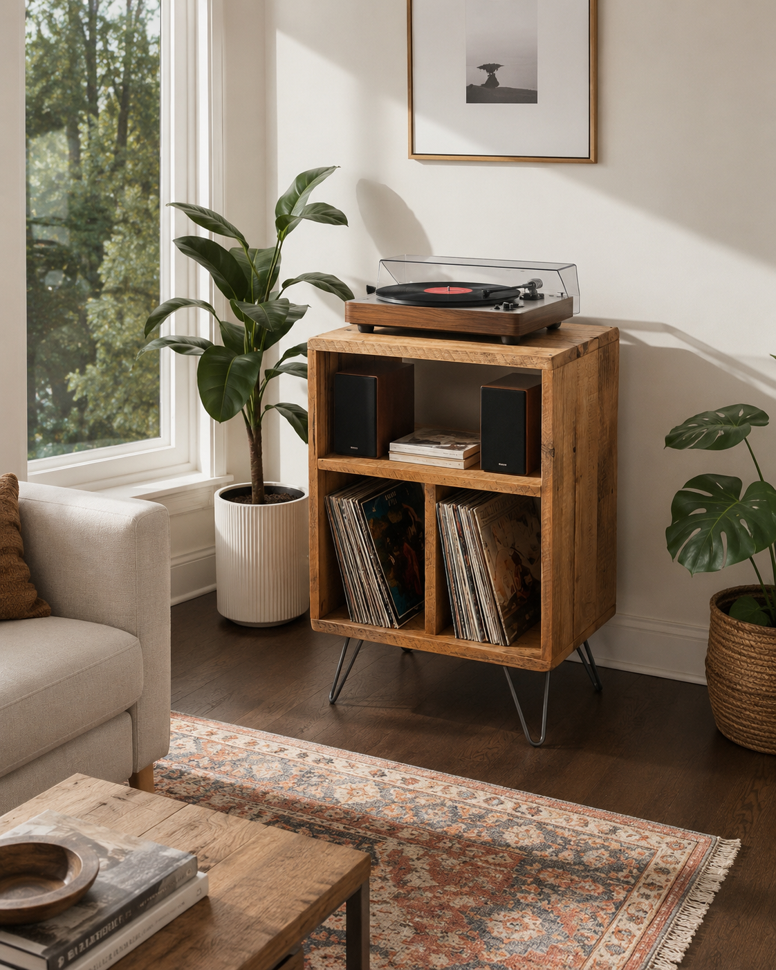 Rustic Reclaimed Wood Media / Side Table