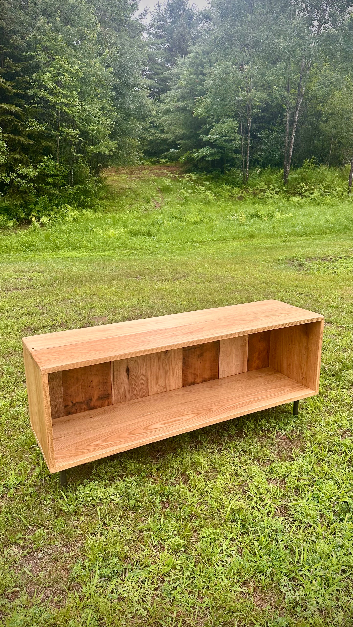 4.5' L Rustic Wood Media Stand