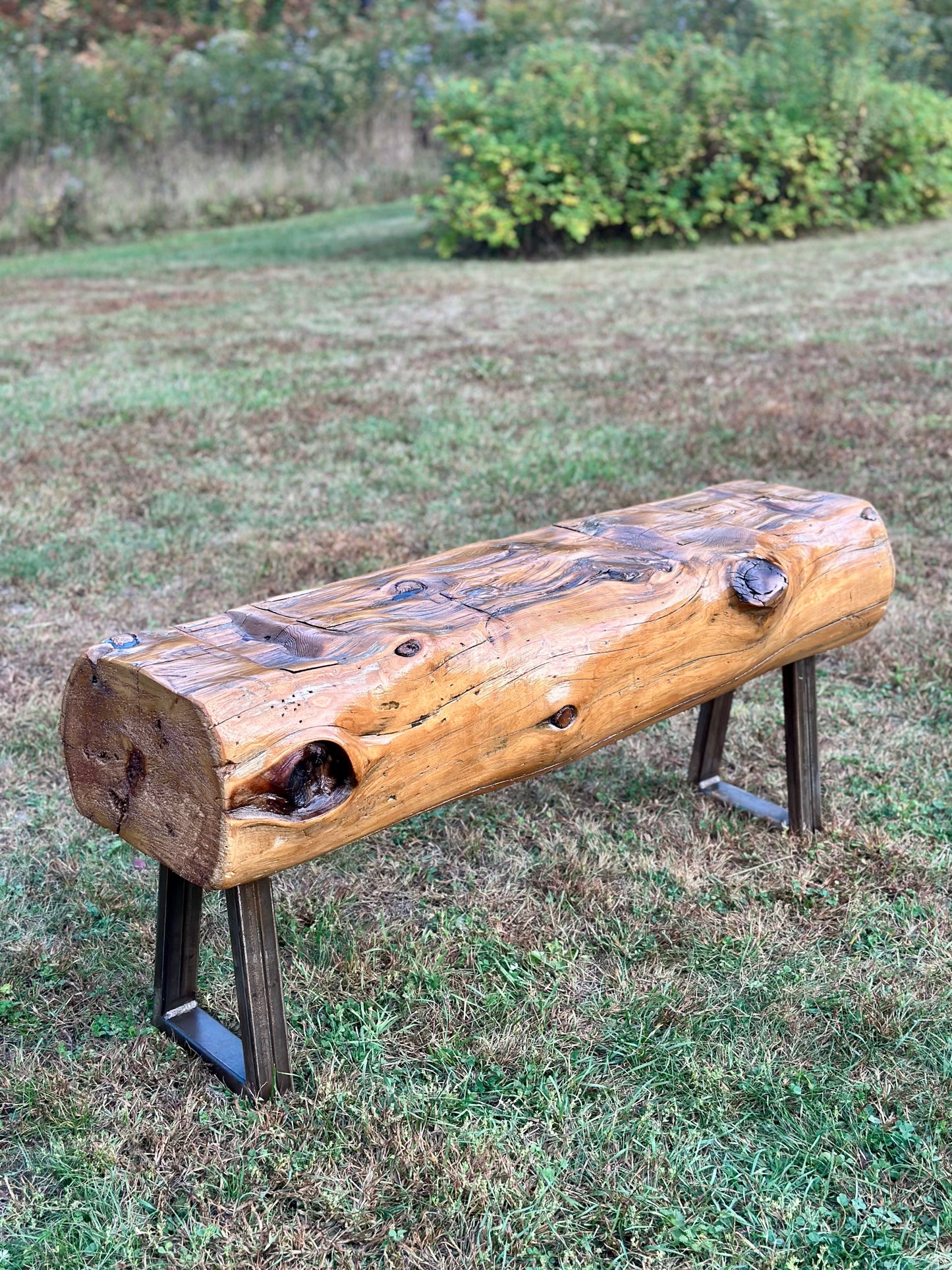 4’ L Rustic Reclaimed Cedar Wood Beam Bench