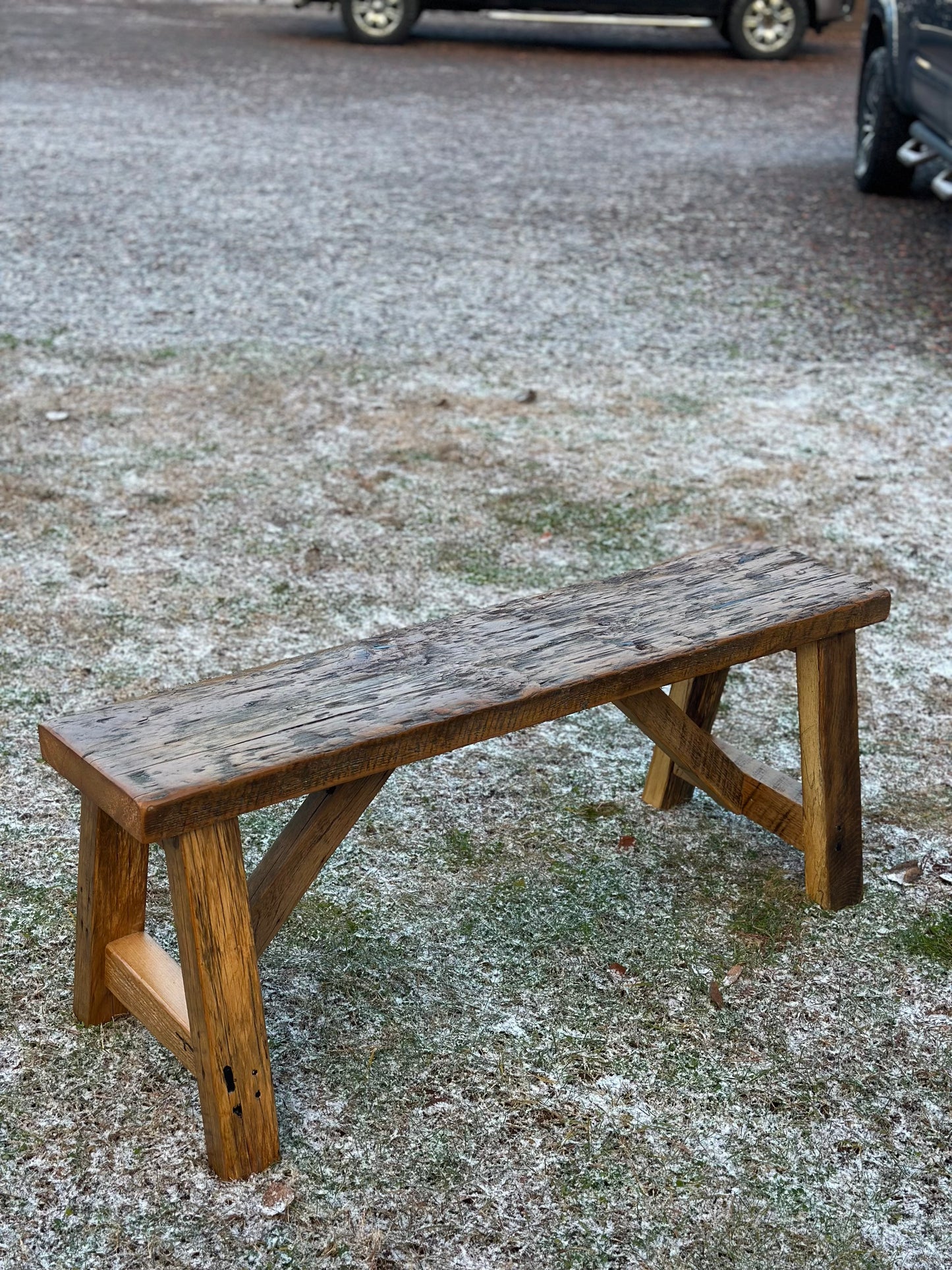 3.5’ Rustic Reclaimed Wood Minimalist Bench