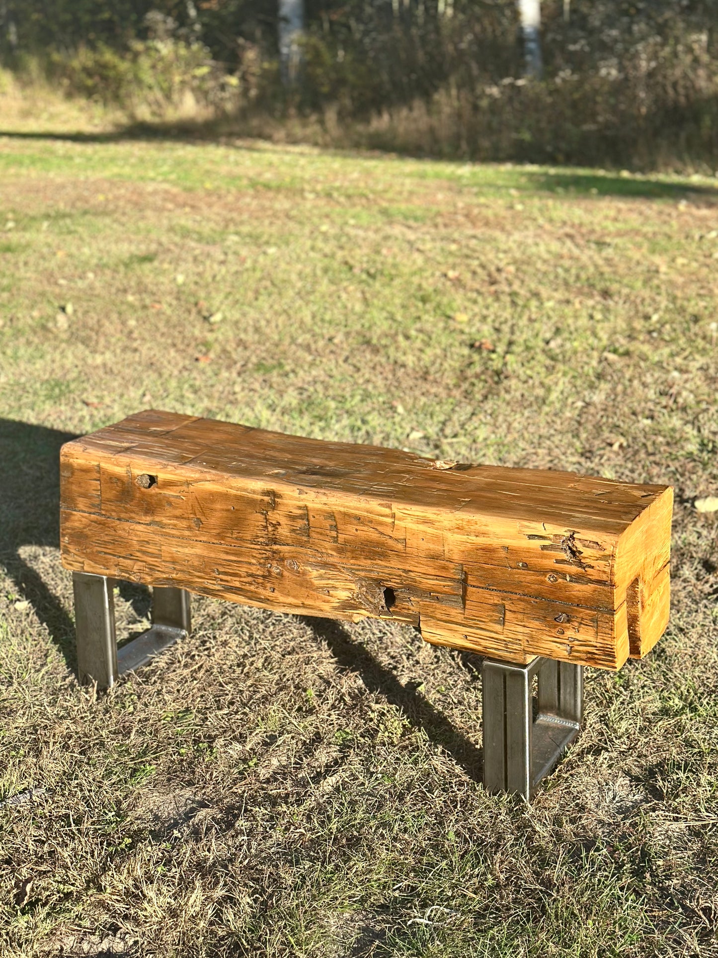 3 1/2’ Rustic Reclaimed Barn Beam Bench