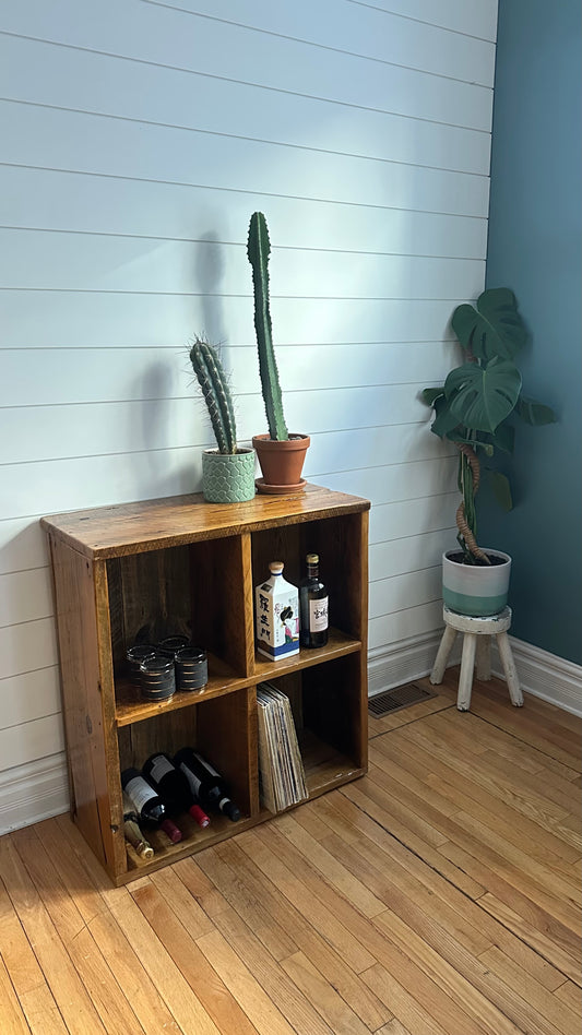 30” L Rustic Reclaimed Wood Cube Table