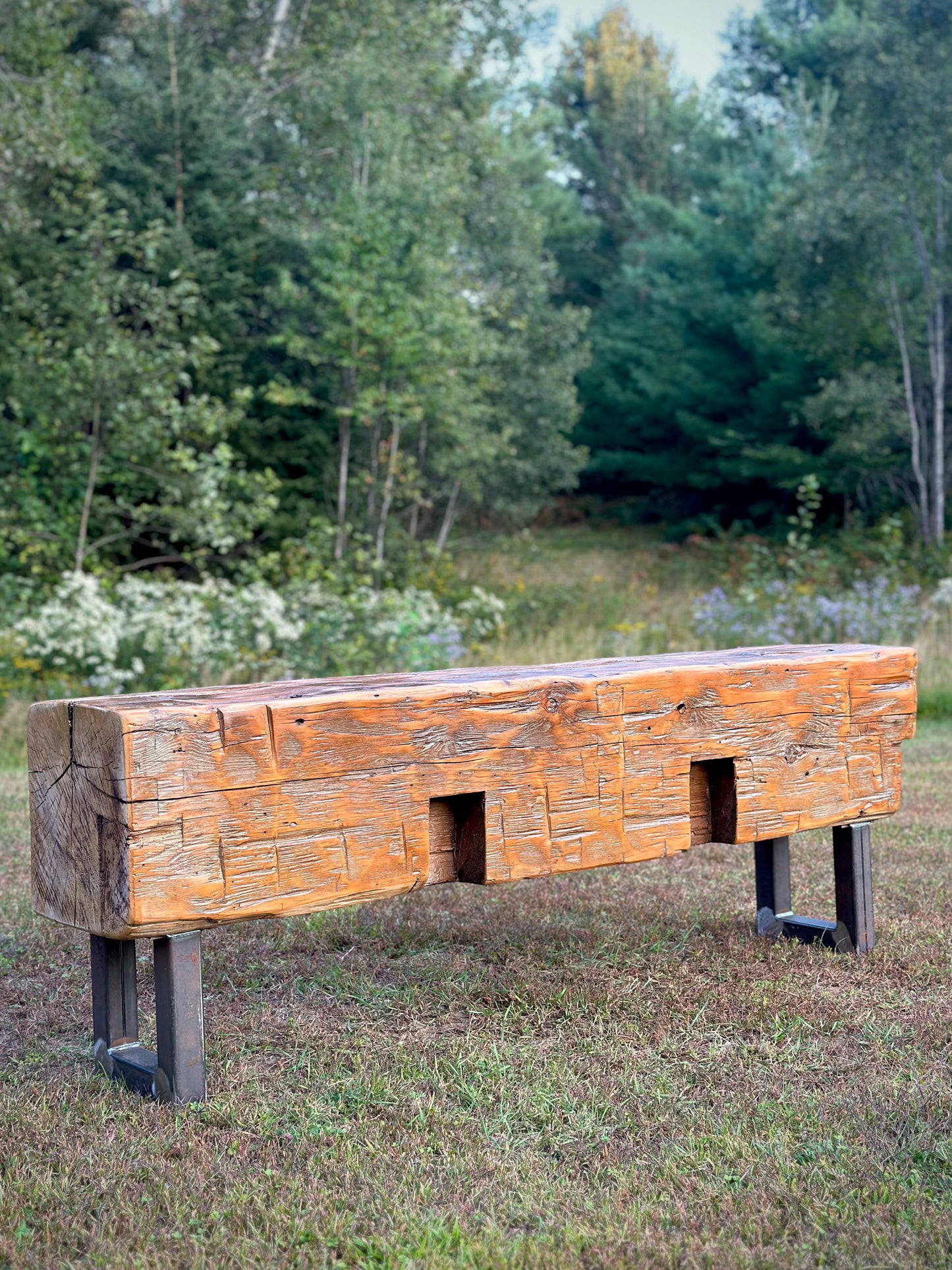 5 1/2’ Rustic Reclaimed Barn Wood Beam Bench