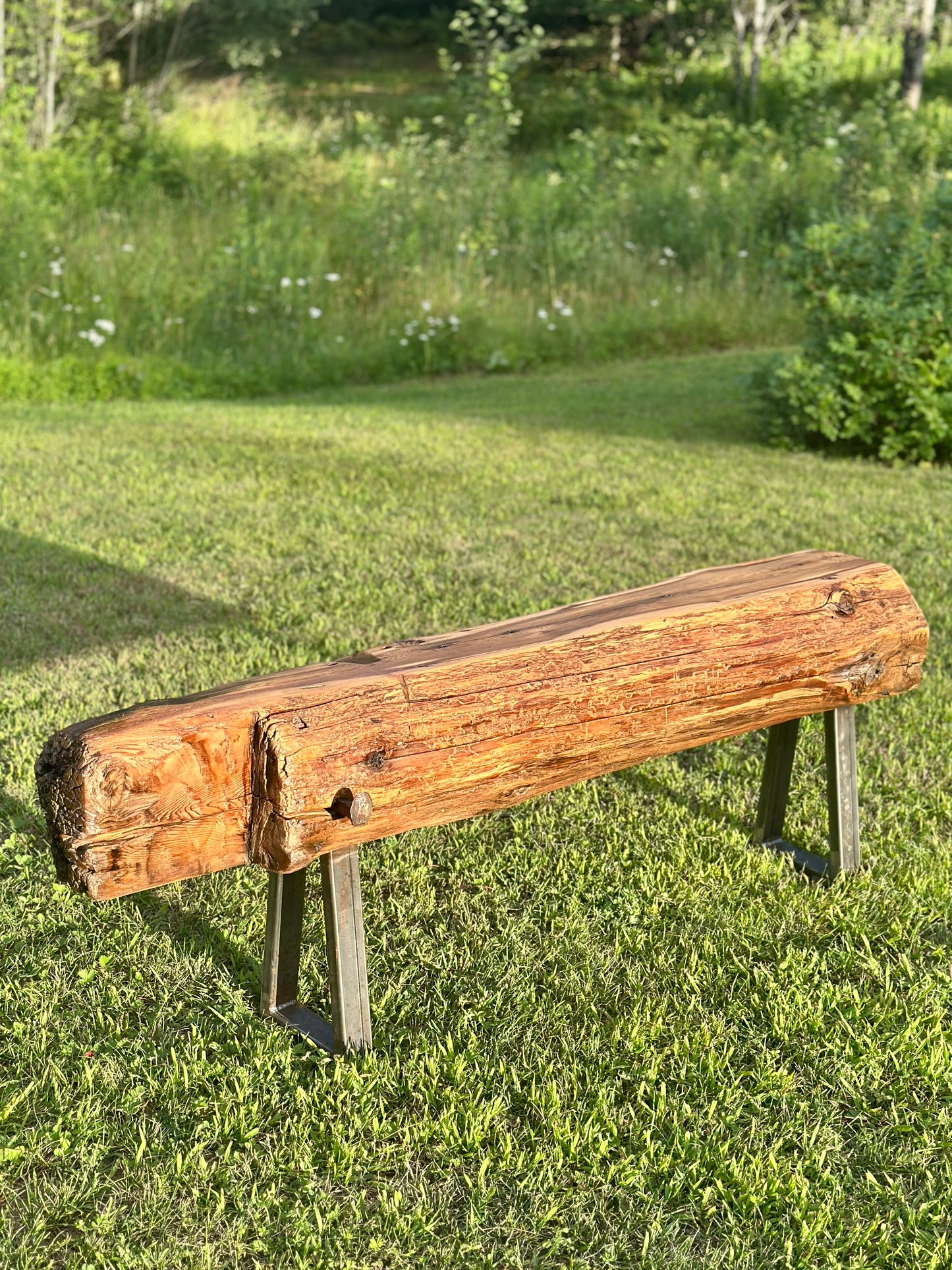 5’ L Rustic Reclaimed Cedar Wood Beam Bench