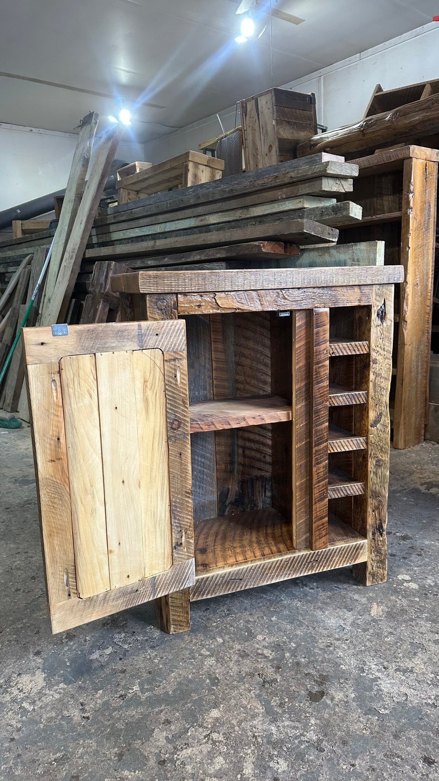 28” L Rustic Wood Bar Cabinet