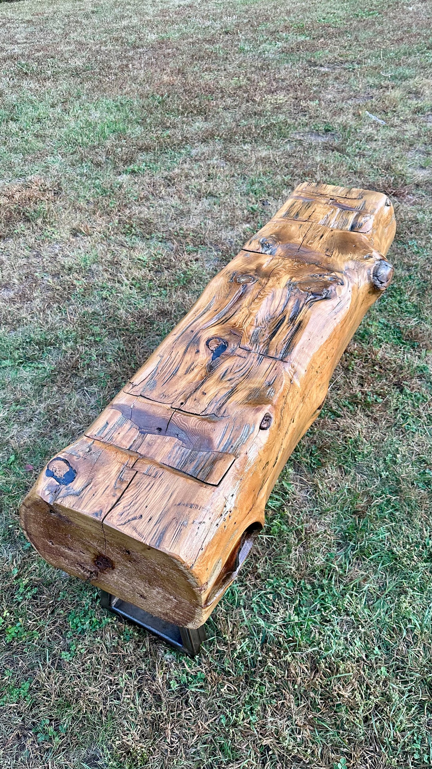 4’ L Rustic Reclaimed Cedar Wood Beam Bench