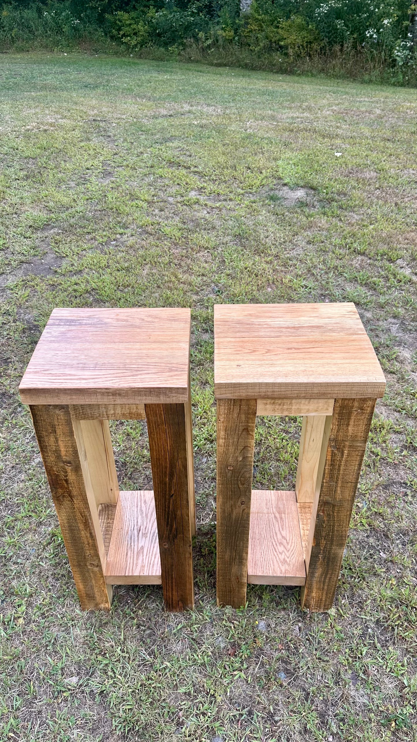 2 x Rustic Reclaimed Oak and Pine Night Stands / Side Tables
