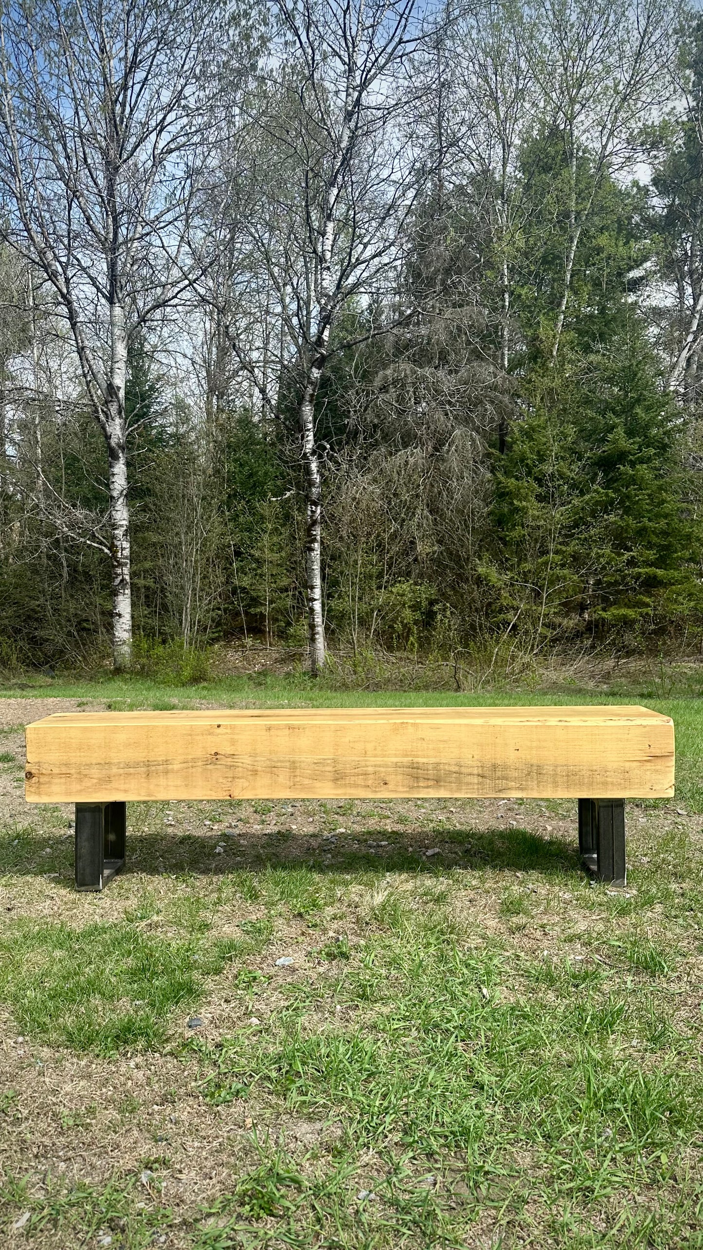 6’ L Rustic Pine Wood Beam Bench / Low Table
