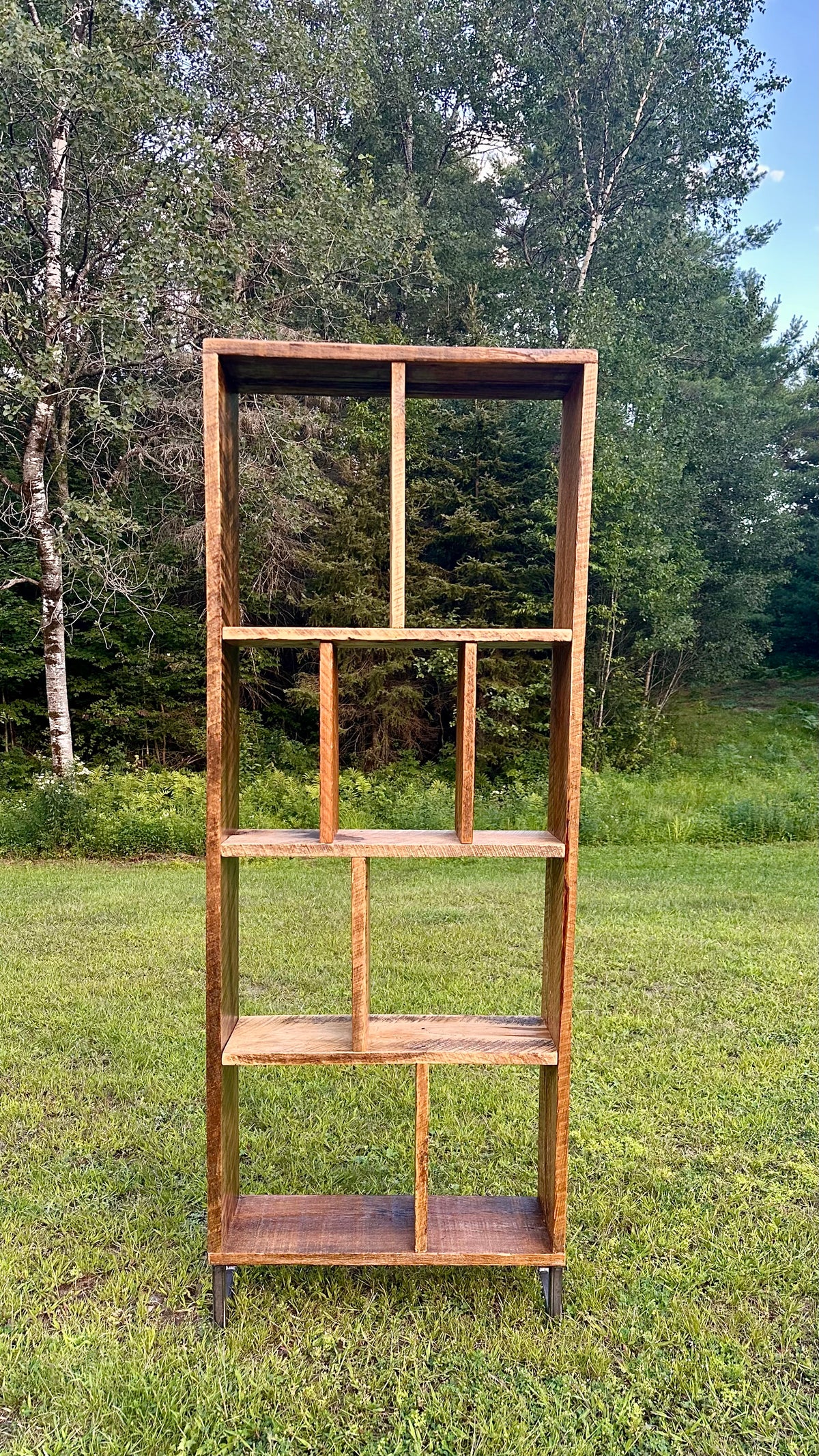 6' H Rustic Wood Bookcase on Steel Legs