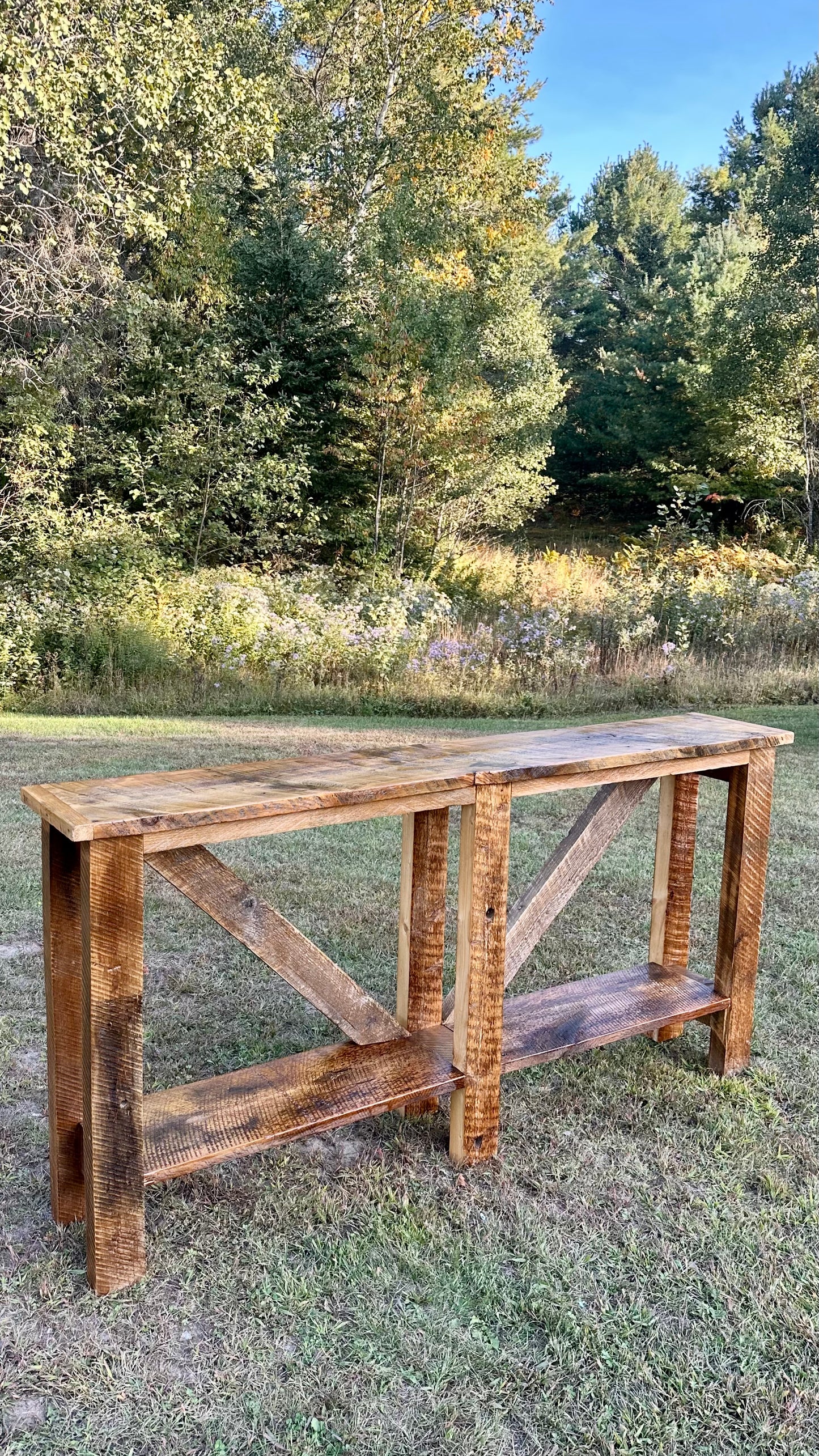 6’ L Rustic Reclaimed Wood Farmhouse Style Console Table