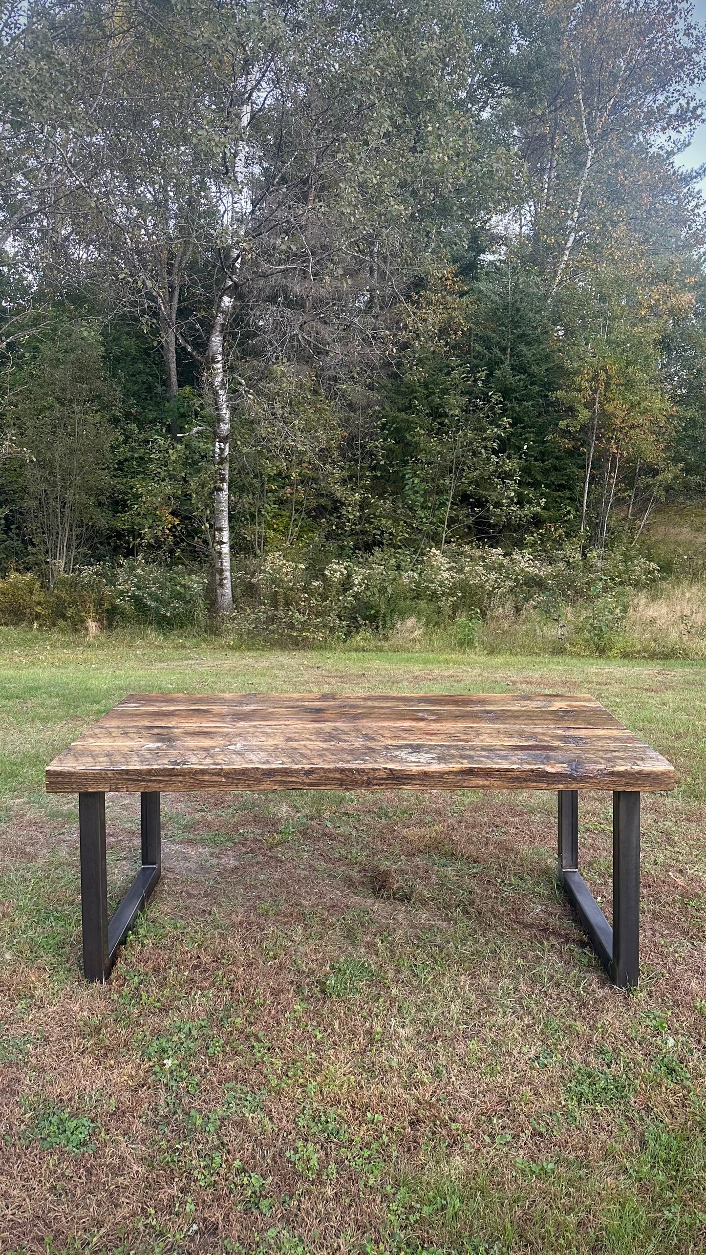 3 x 6’ Rustic Wood + Steel Dining Table