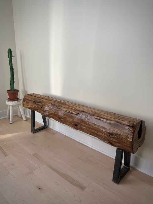 4.5’ L Rustic Reclaimed Cedar Wood Beam Bench