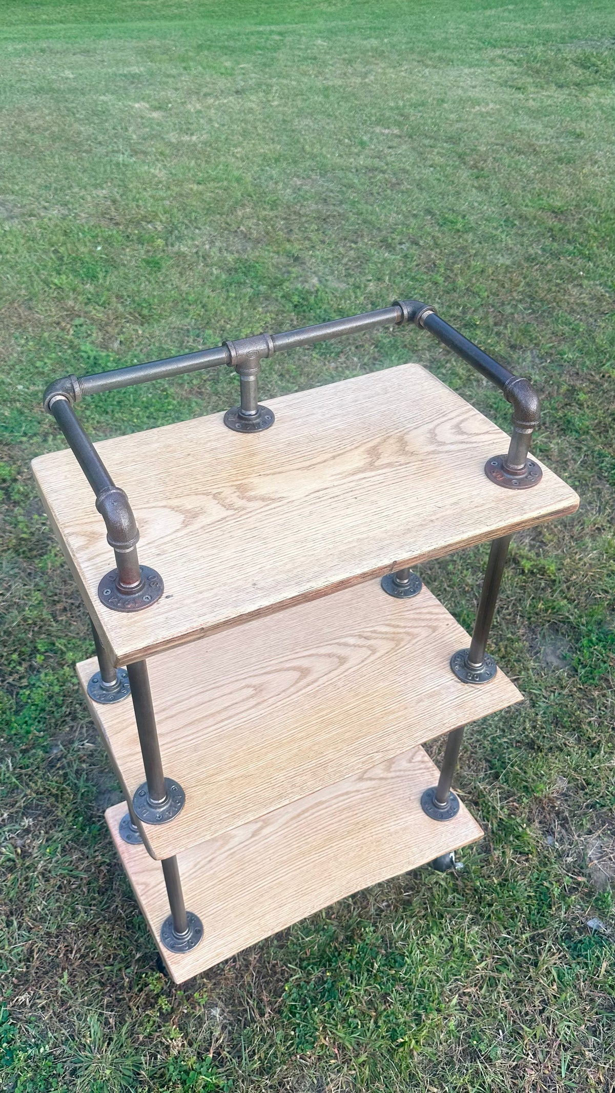 Rustic Oak Wood + Iron Bar Cart