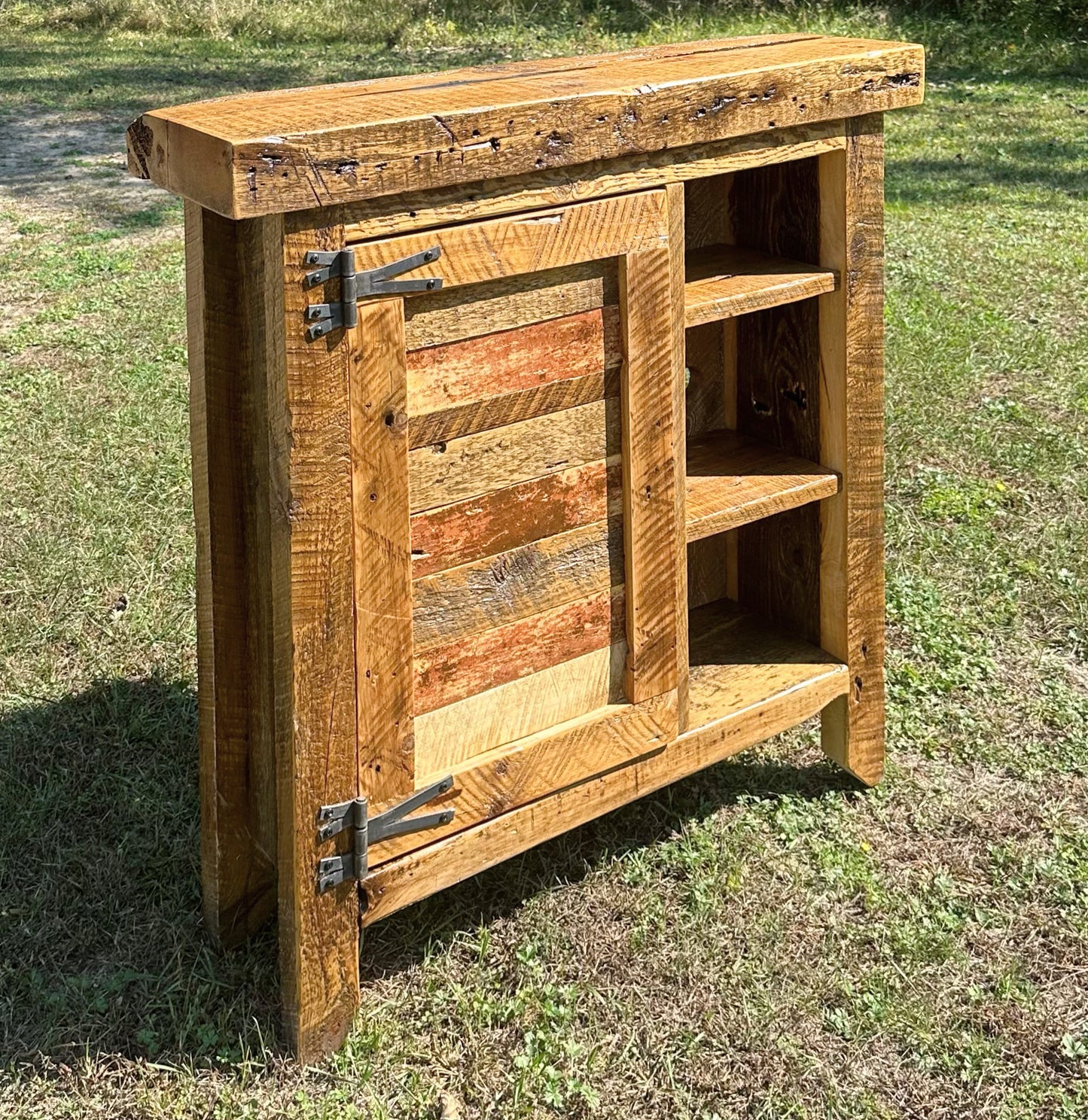 34” L Rustic Wood Bar Cabinet
