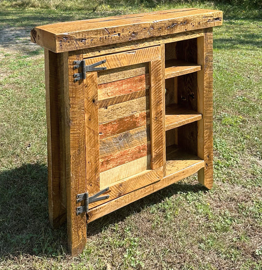 34” L Rustic Wood Bar Cabinet