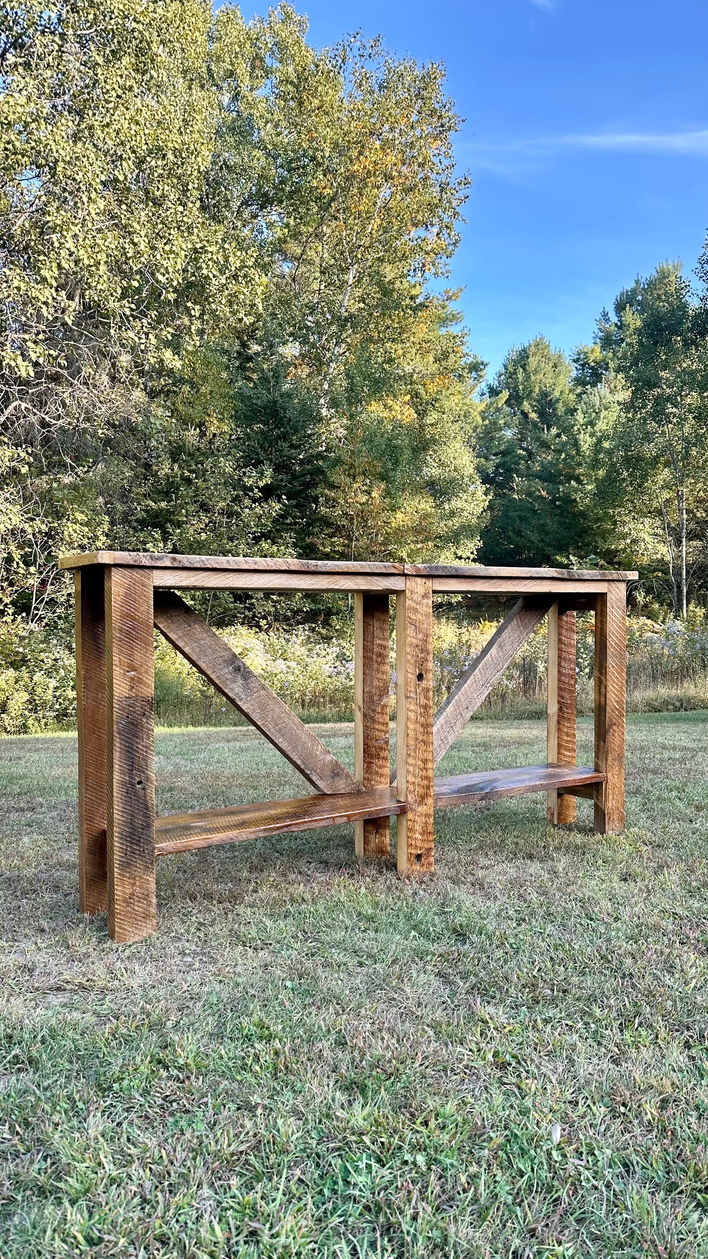 6’ L Rustic Reclaimed Wood Farmhouse Style Console Table