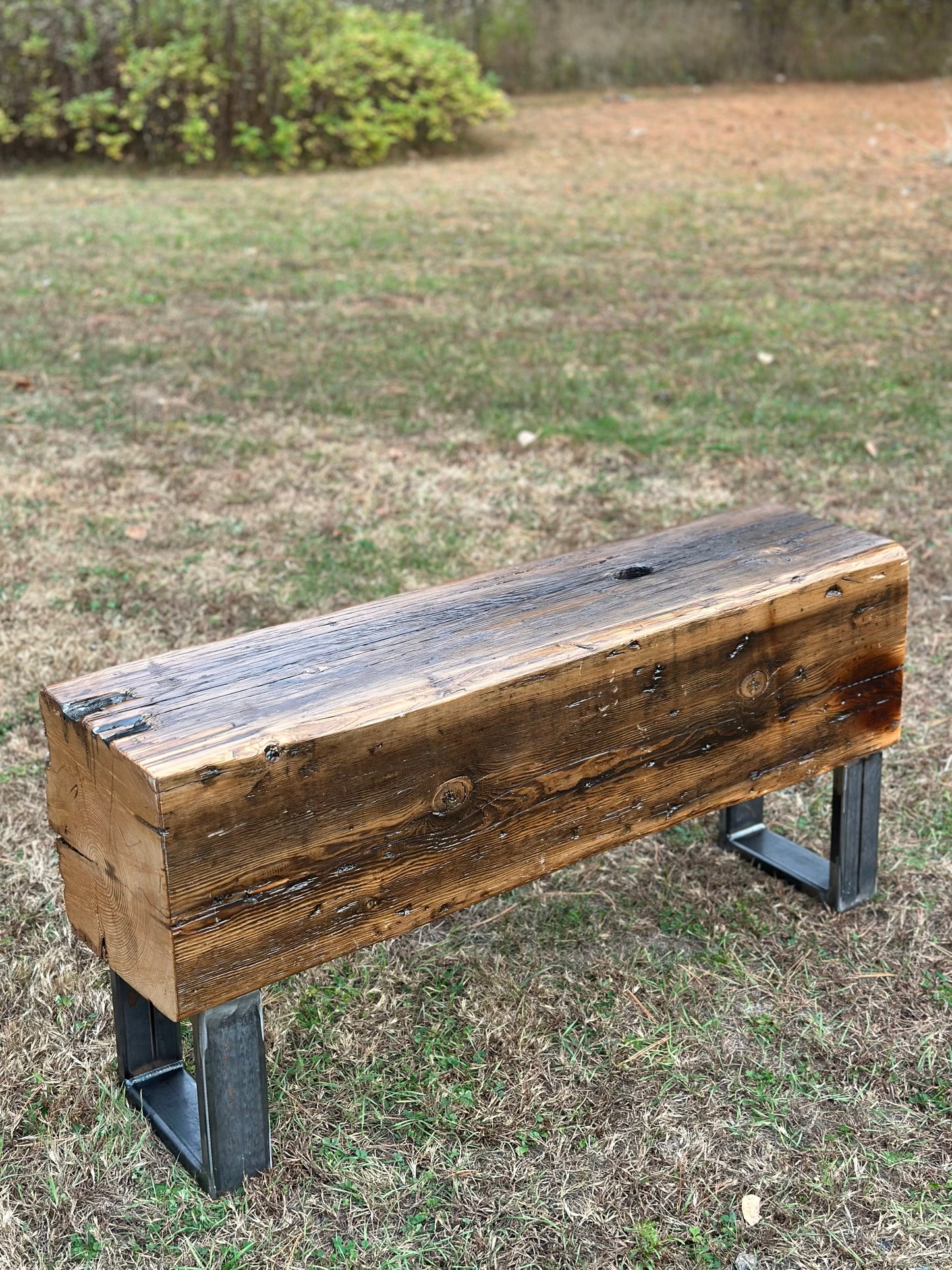 3 1/2’ Rustic Reclaimed Fir Wood Beam Bench