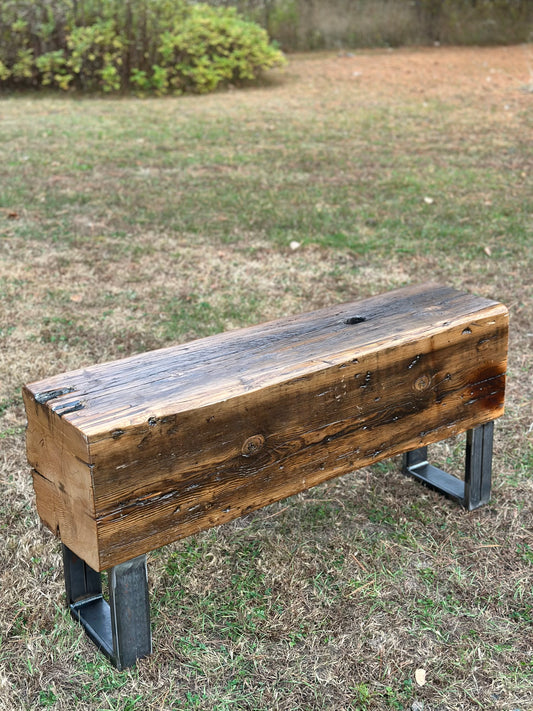 3 1/2’ Rustic Reclaimed Fir Wood Beam Bench