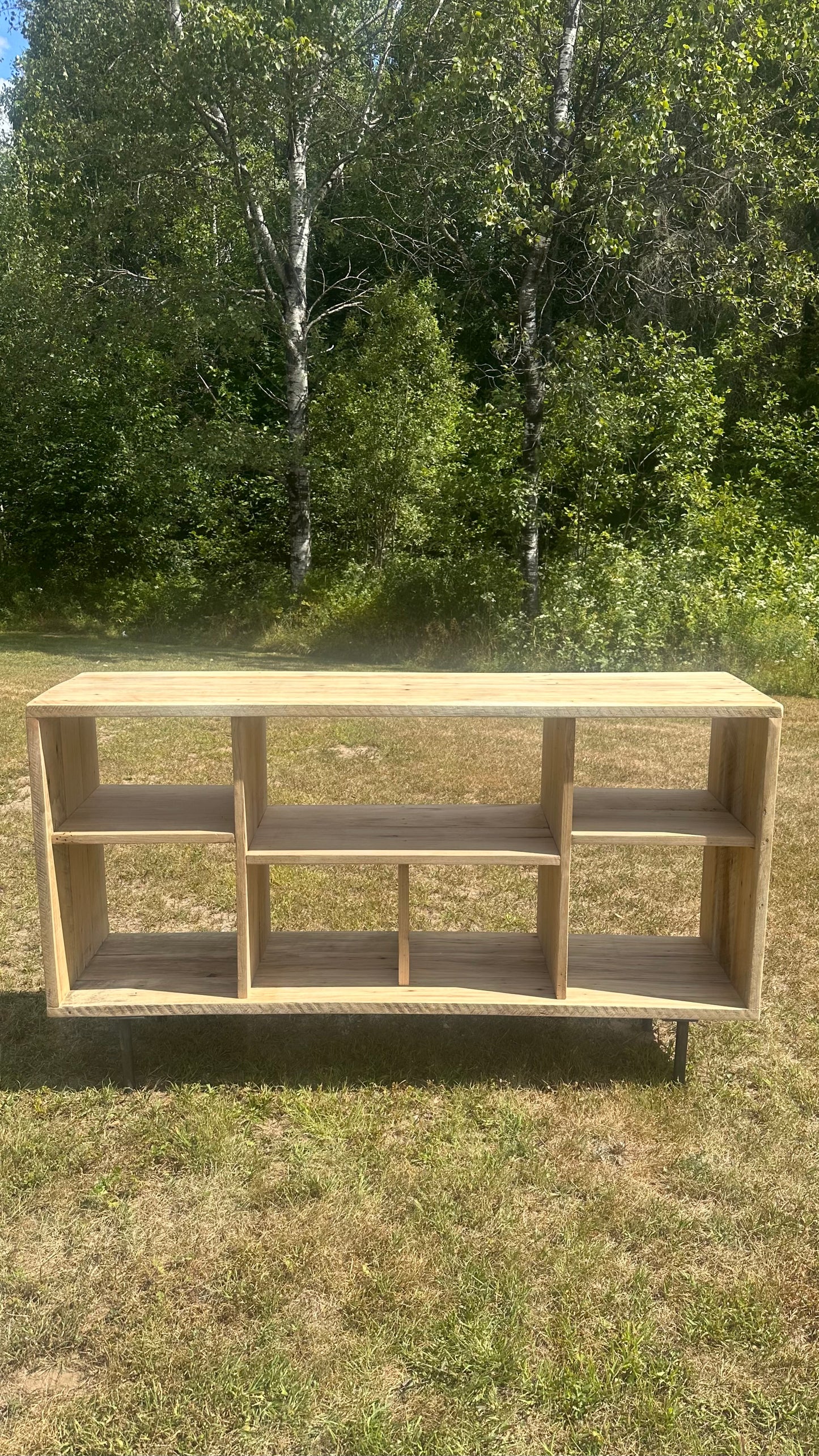 5’ L Natural Reclaimed Rustic Wood Media / Bar Table