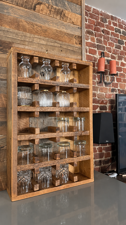20" L Rustic Wood Coffee Mug Shelf