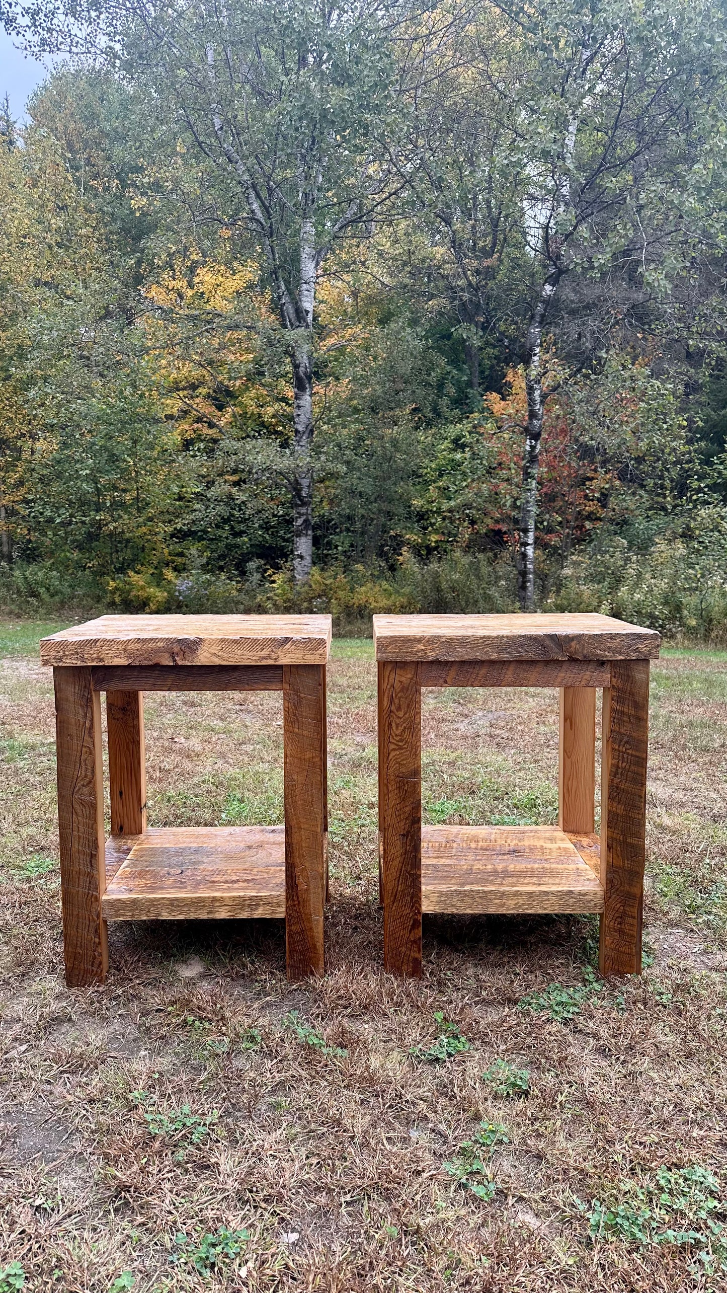 2 x Rustic Wood Side Tables / Night Stands