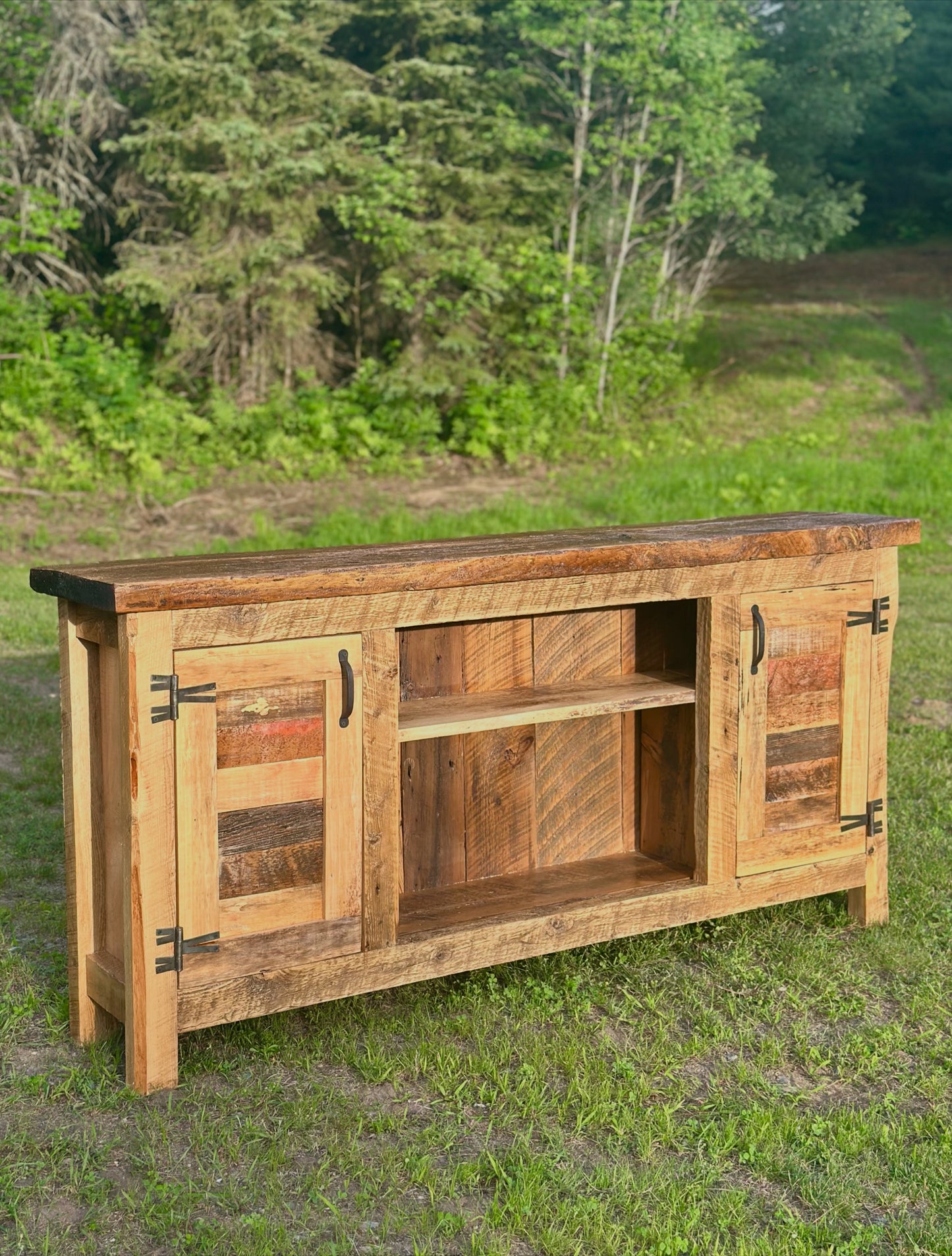 6' Rustic Reclaimed Wood + Steel Cabinet / Sideboard