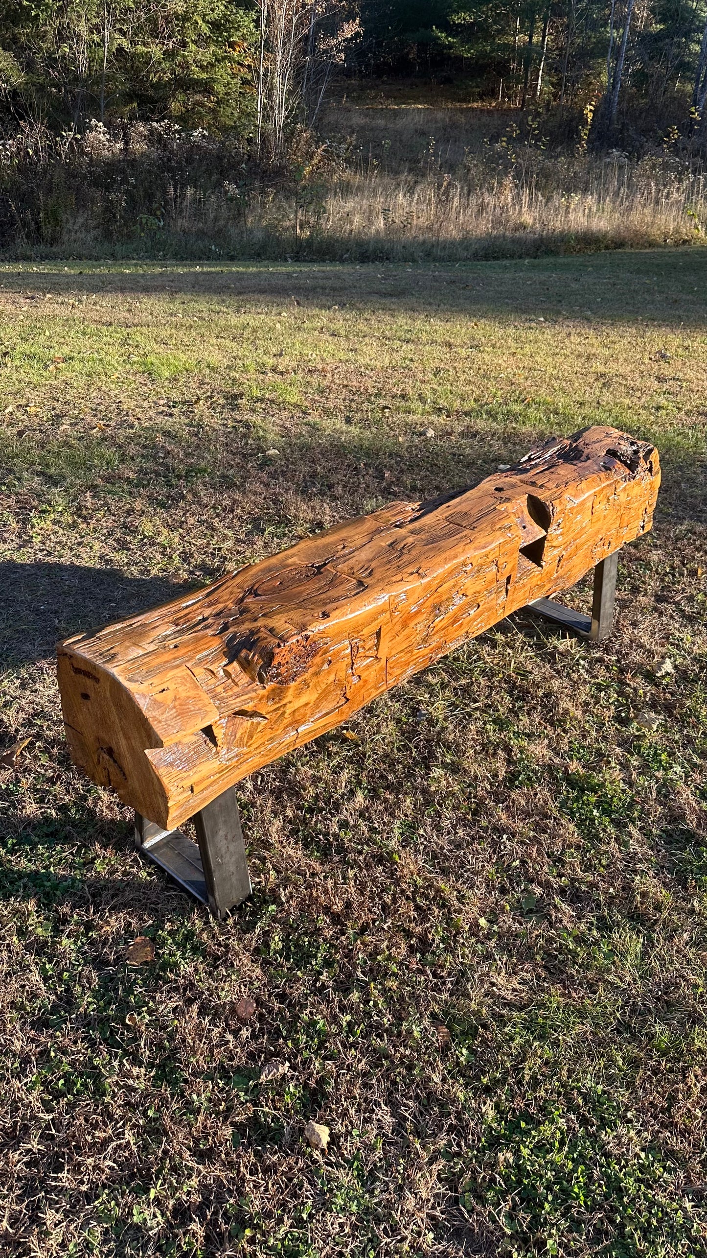 5’ Rustic Reclaimed Wood + Steel Bench