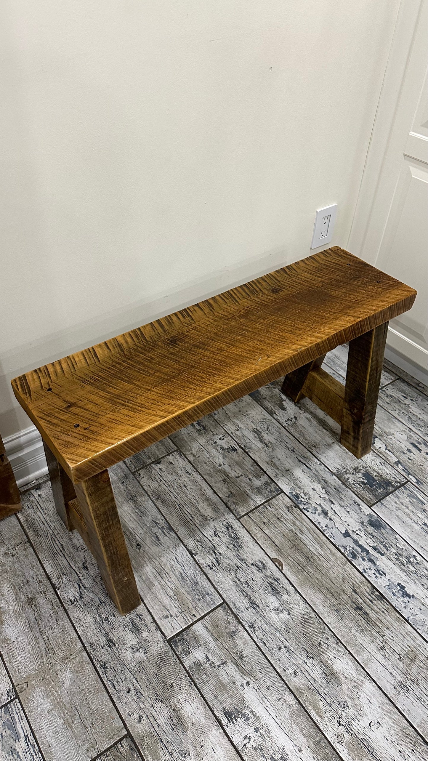 3’ L Rustic Wood Minimalist Style Bench