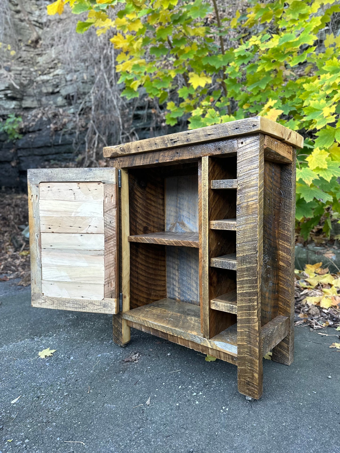 30” L Rustic Wood Bar Cabinet