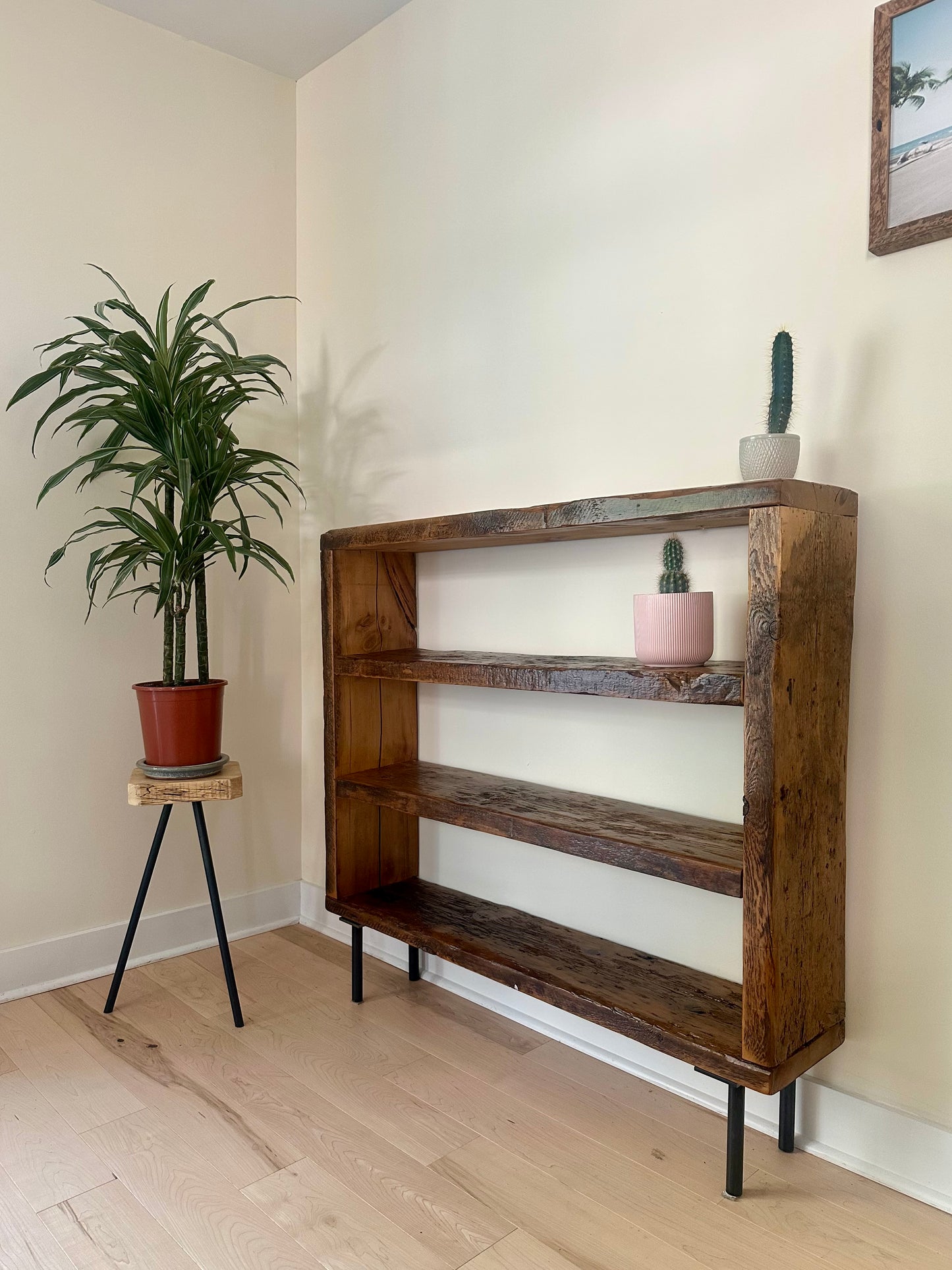 4’ L Rustic Reclaimed Wood Bookcase / Shelf
