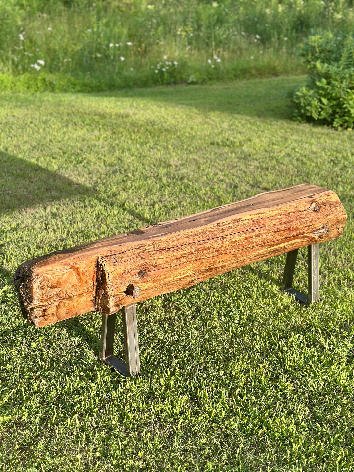 5’ L Rustic Reclaimed Cedar Wood Beam Bench