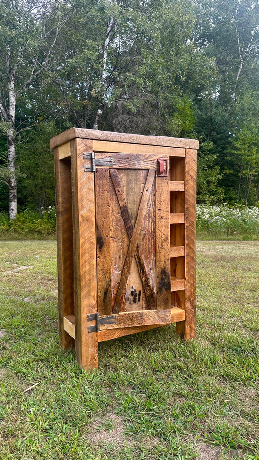 Rustic Reclaimed Wood Bar Cabinet