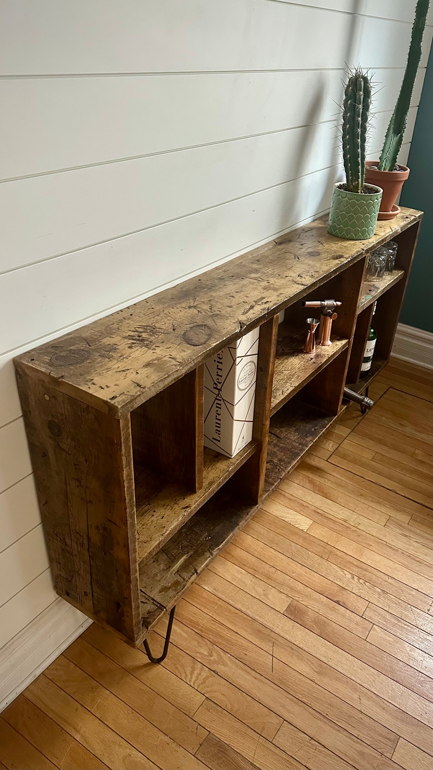 5’ L Rustic Wood Console / Sofa Table on Hairpins