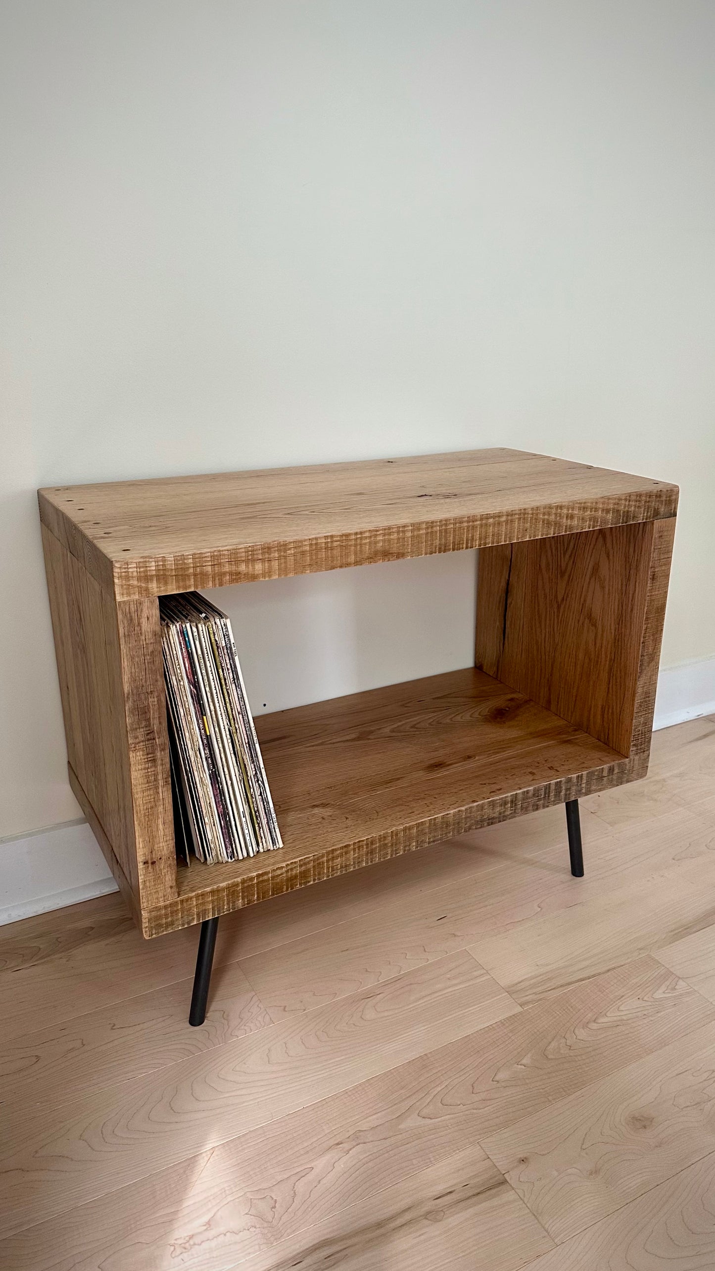 Rustic Reclaimed Oak Wood Side Table / Stand
