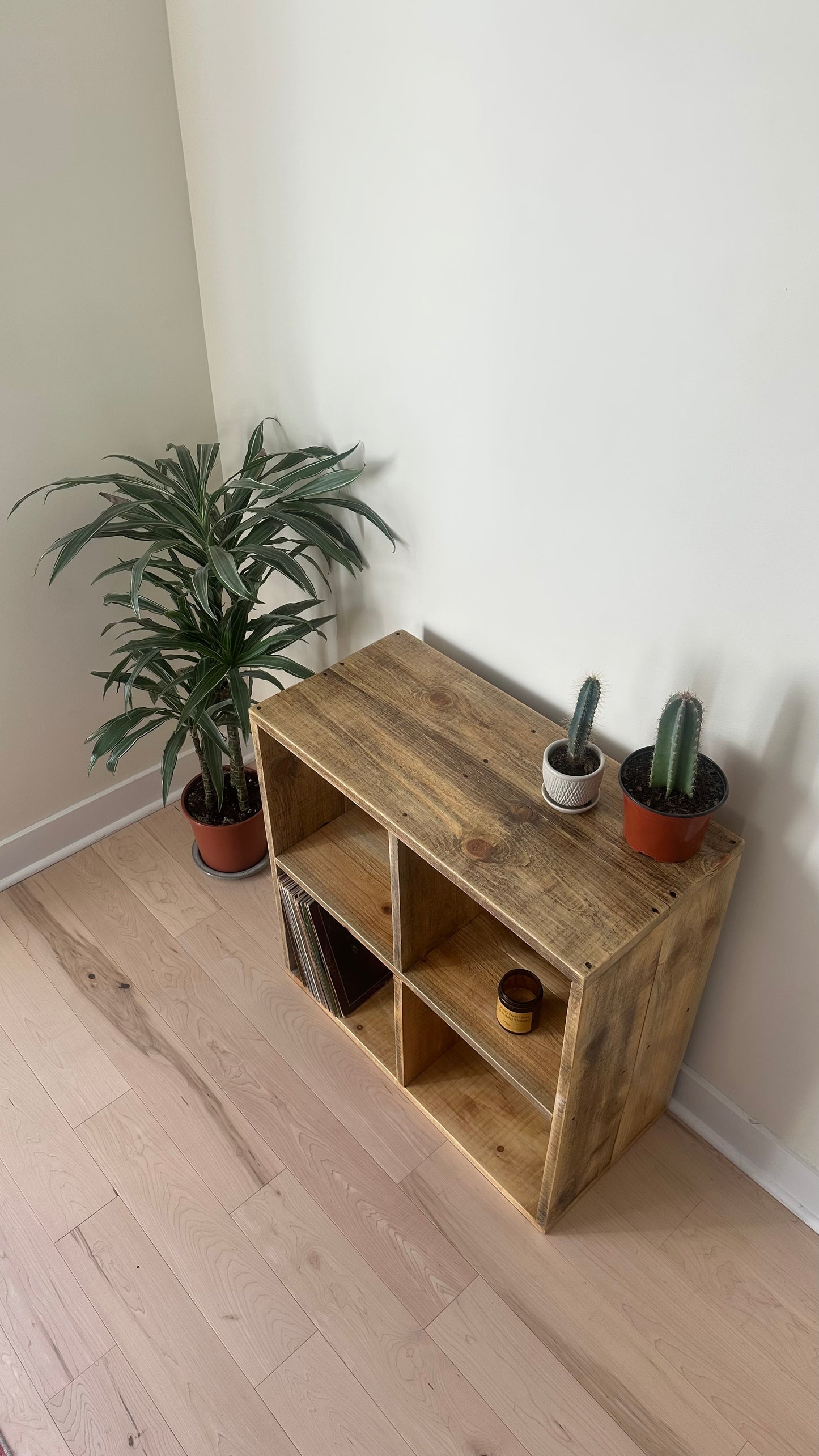 30” L Rustic Wood Cube Table
