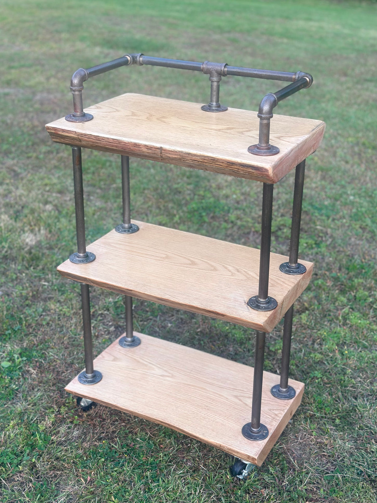 Rustic Oak Wood + Iron Bar Cart