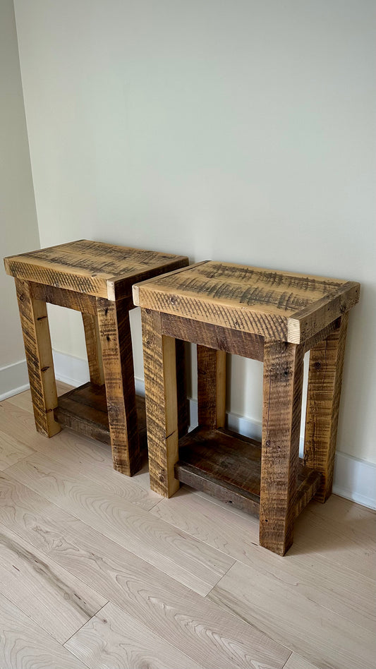 Set of 2 Rustic Wood Side Tables / Night Stands