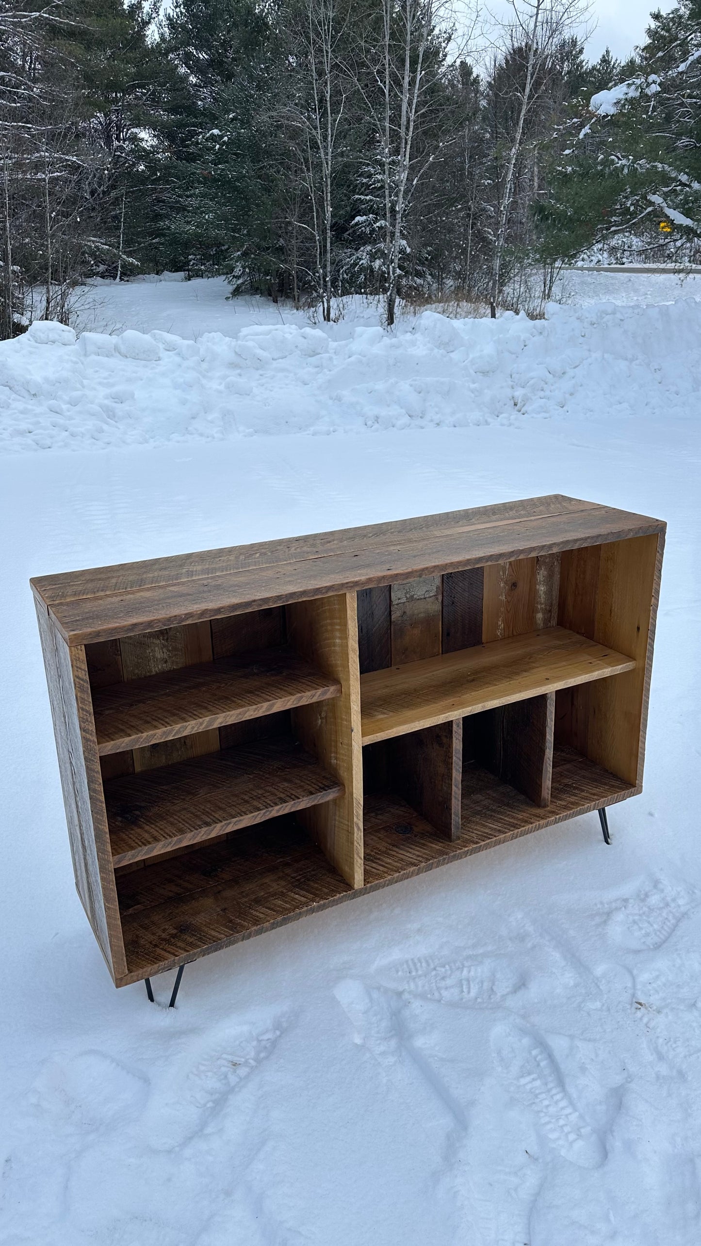 4 1/2’ Rustic Reclaimed Wood Console / Bar Table