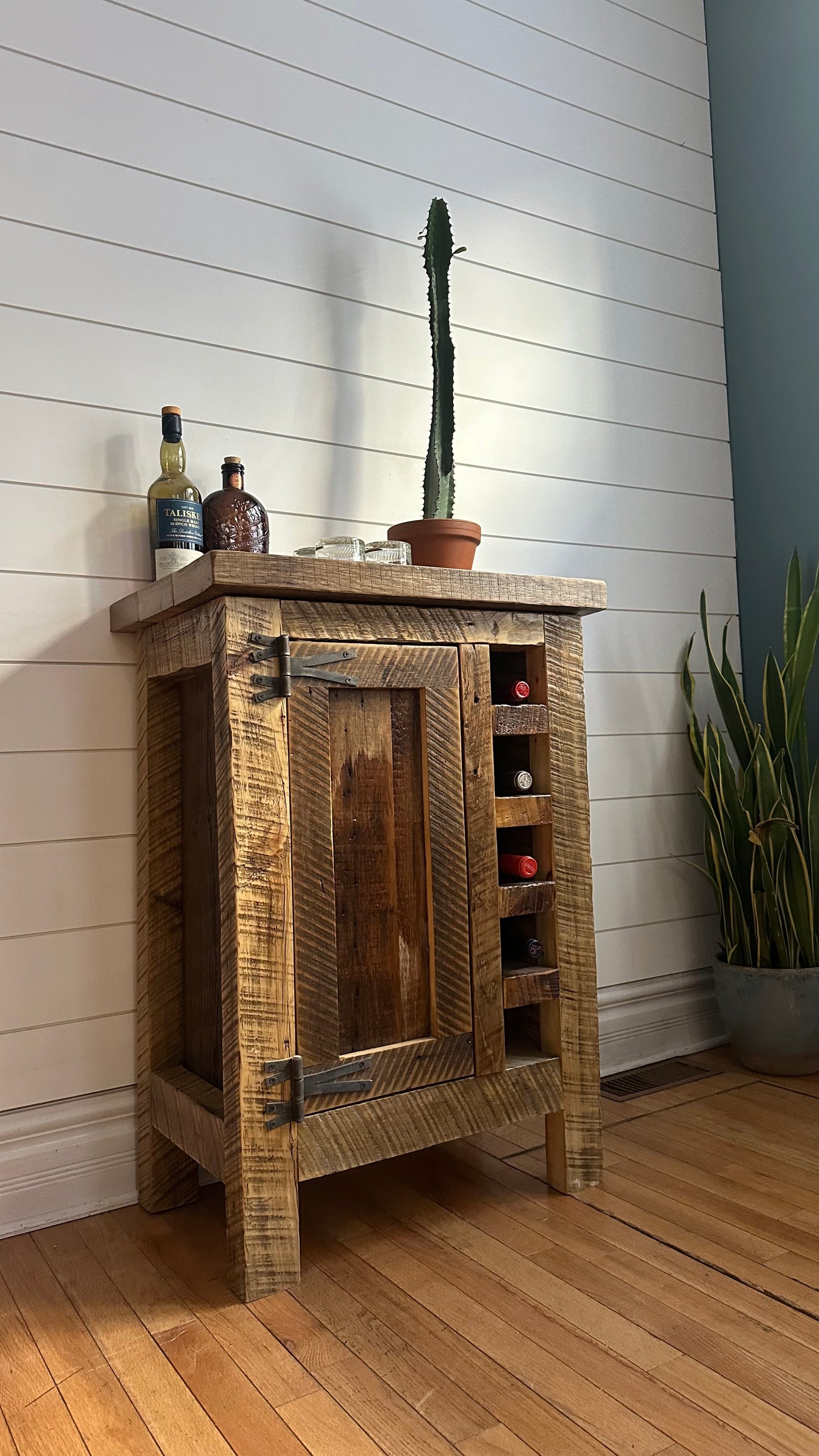 2’ L Rustic Reclaimed Wood Bar/Wine Cabinet