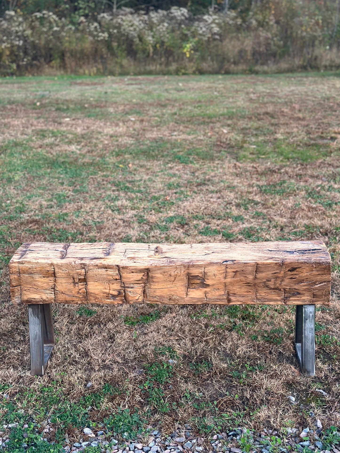 4’ Rustic Reclaimed Maple Wood Beam Bench