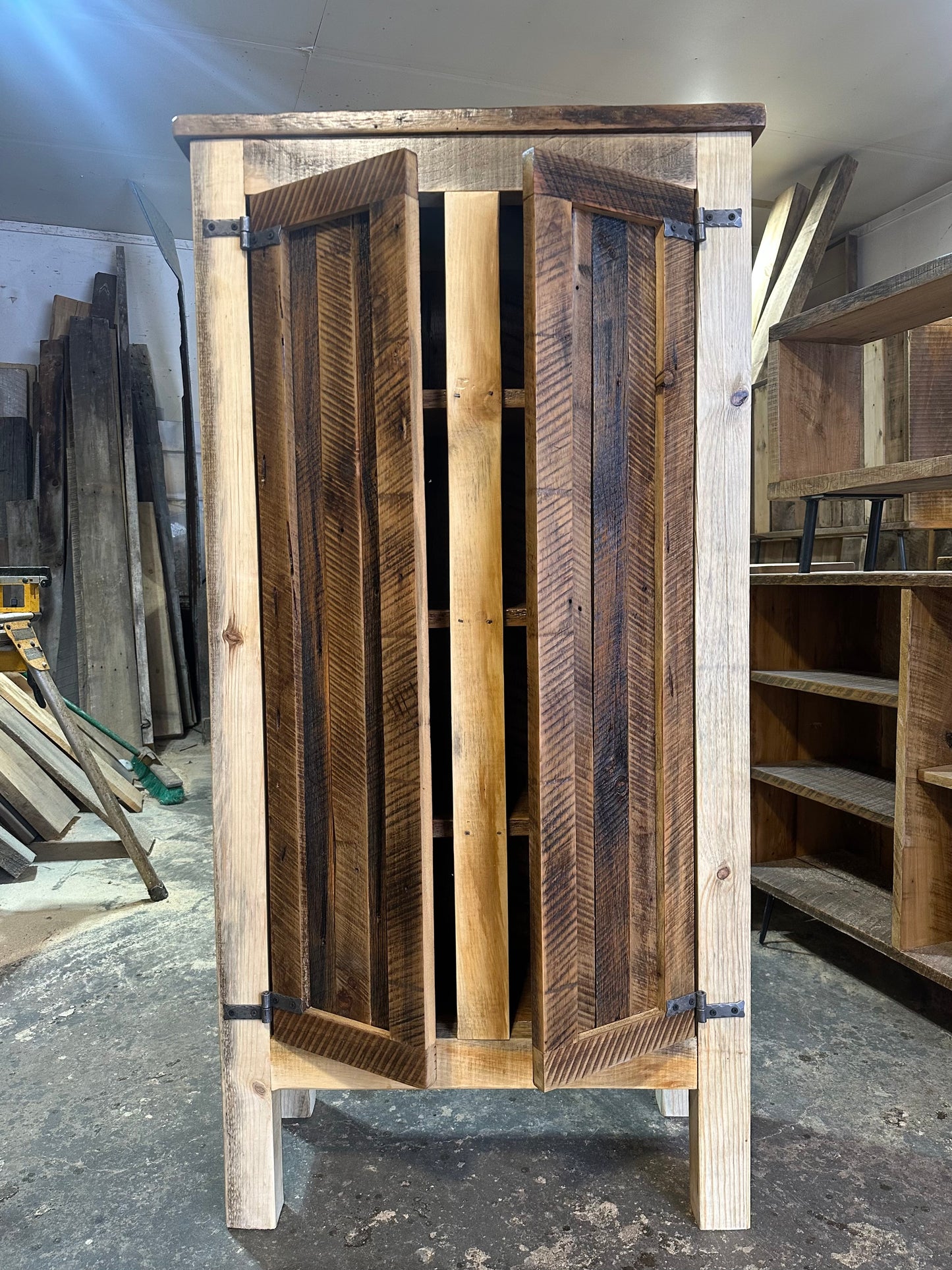 5’ H Rustic Reclaimed Wood Cabinet / Pantry