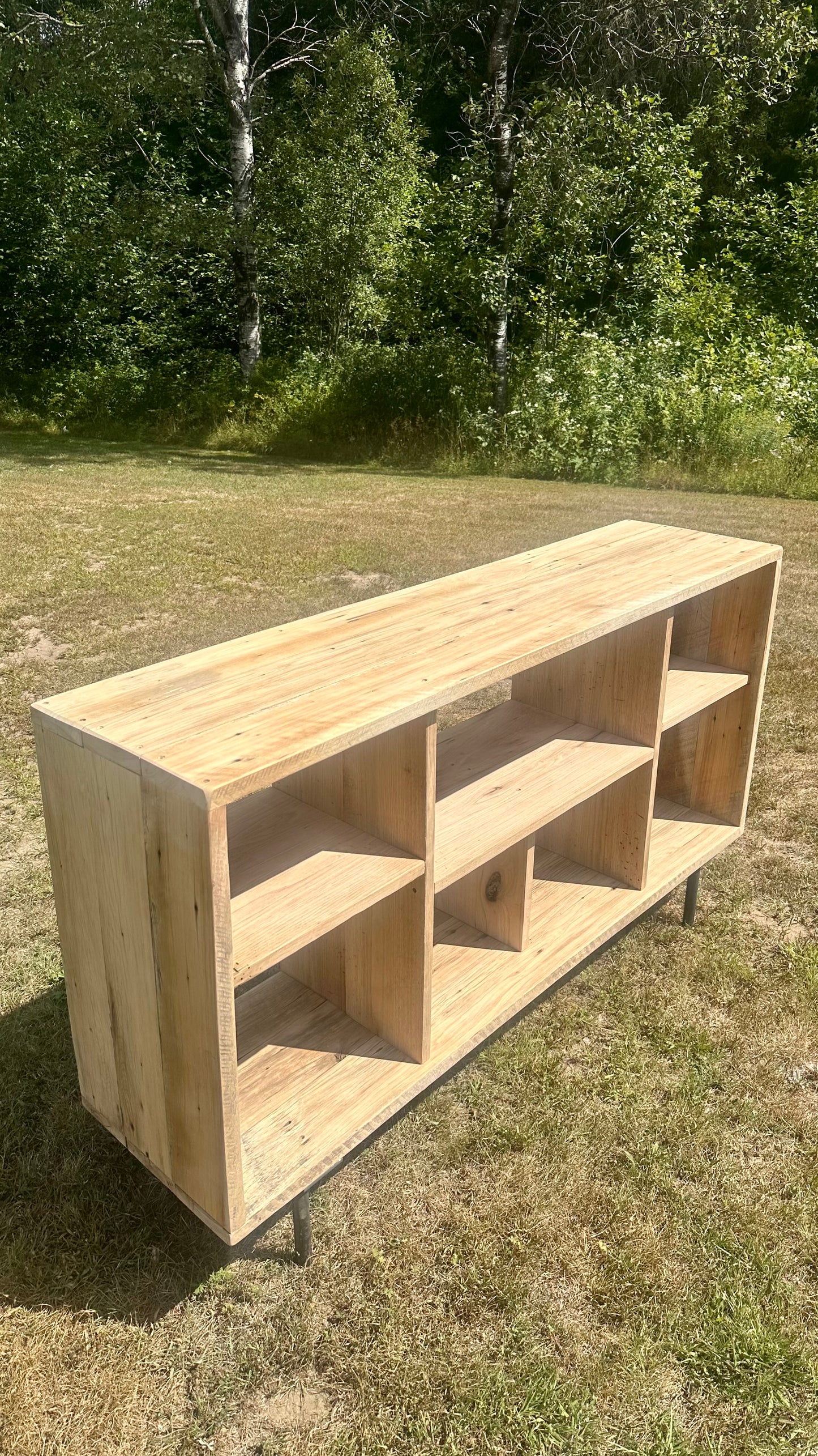 5’ L Natural Reclaimed Rustic Wood Media / Bar Table