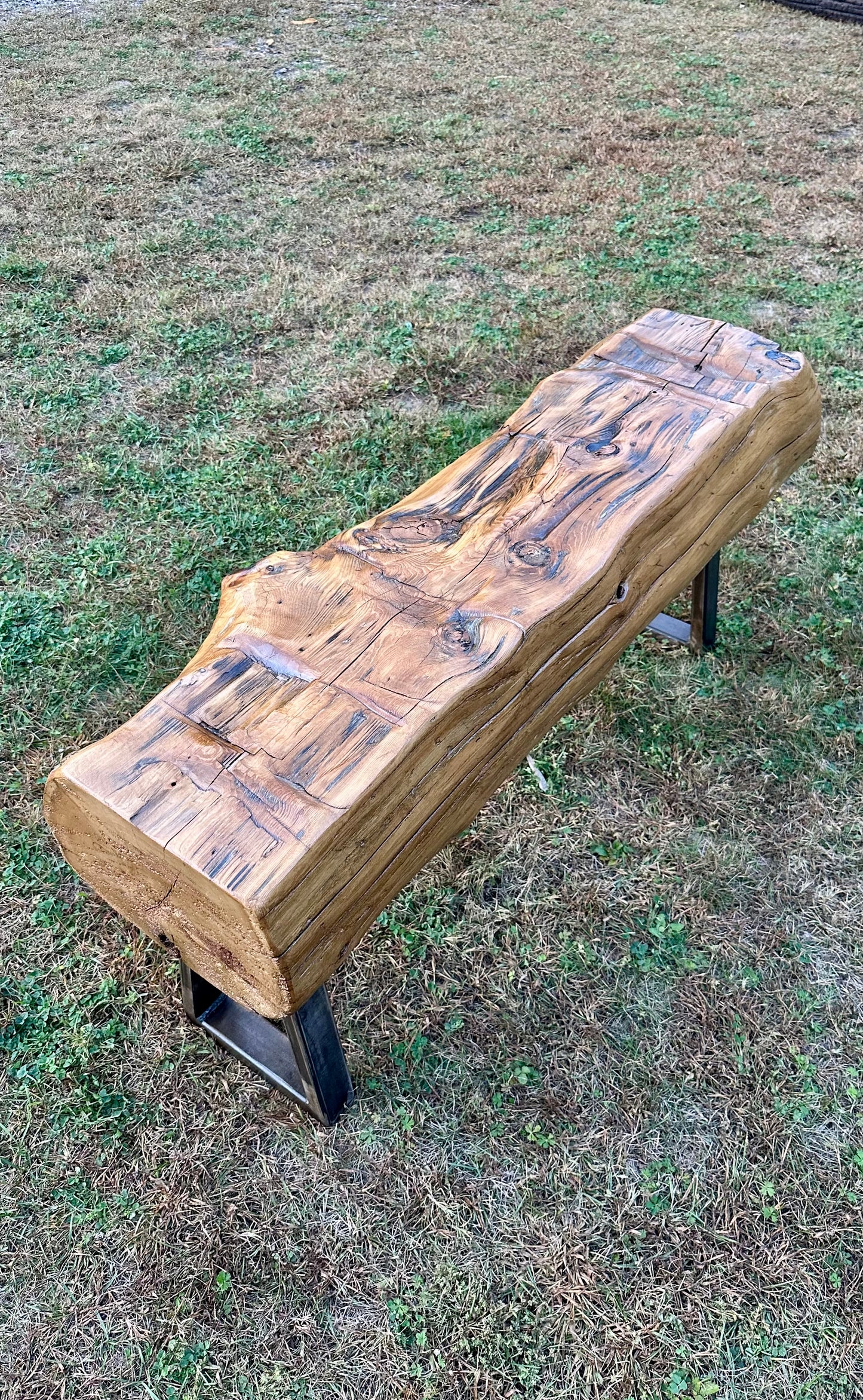 4’ L Rustic Reclaimed Cedar Wood Beam Bench