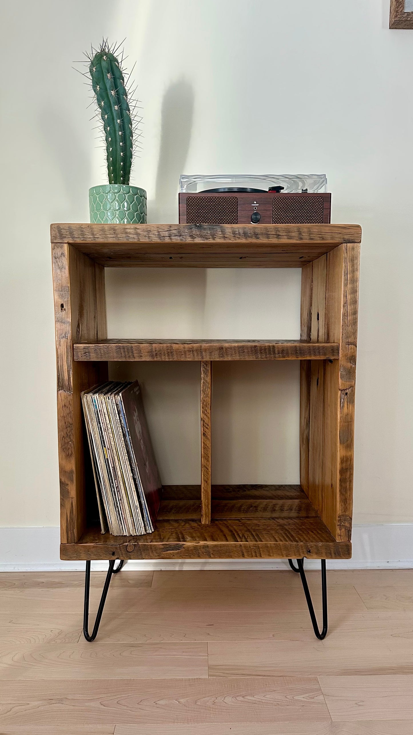 2’ L Rustic Reclaimed Wood Vinyl / Media Table