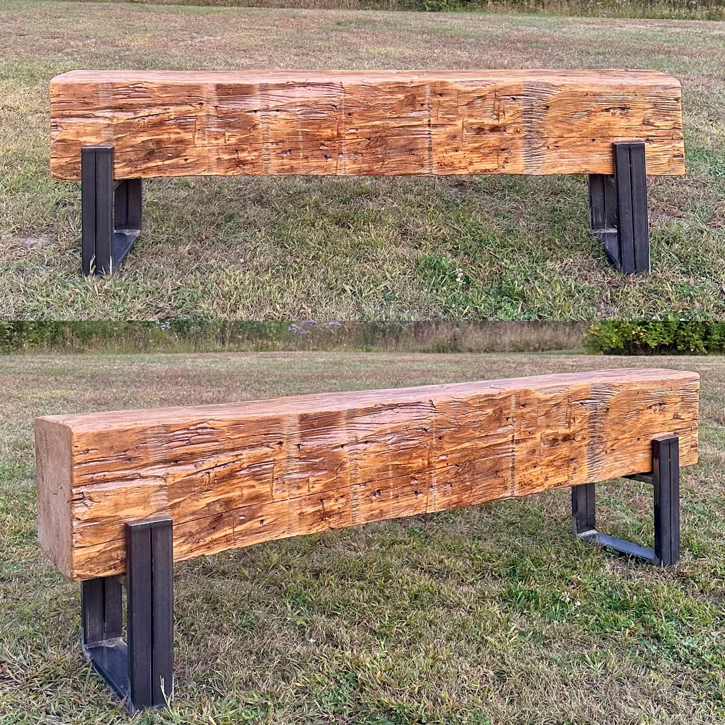 5’ L Rustic Reclaimed Barn Wood Beam Bench / Narrow Table