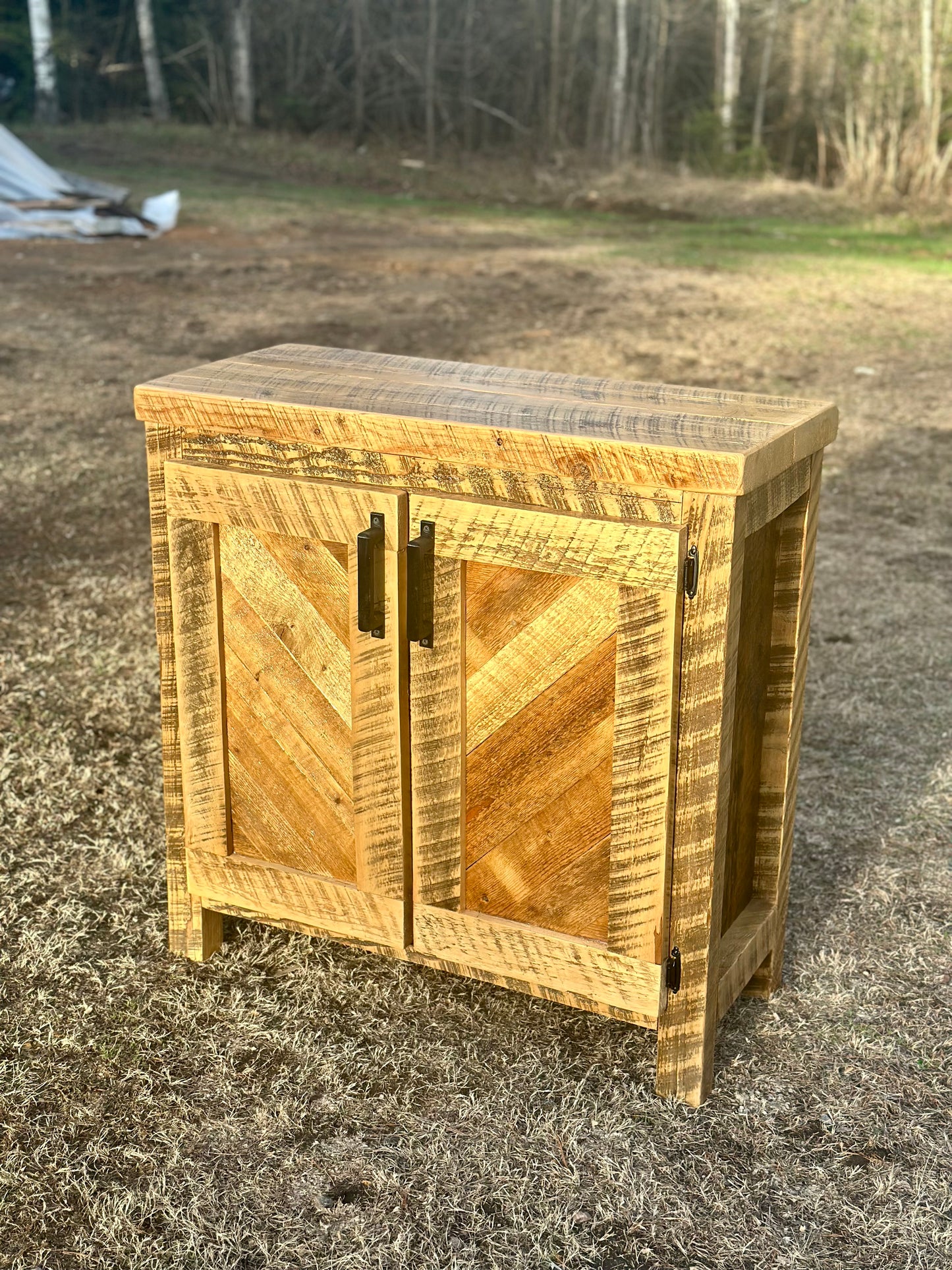 3' L Rustic Wood Bar / Kitchen Cabinet