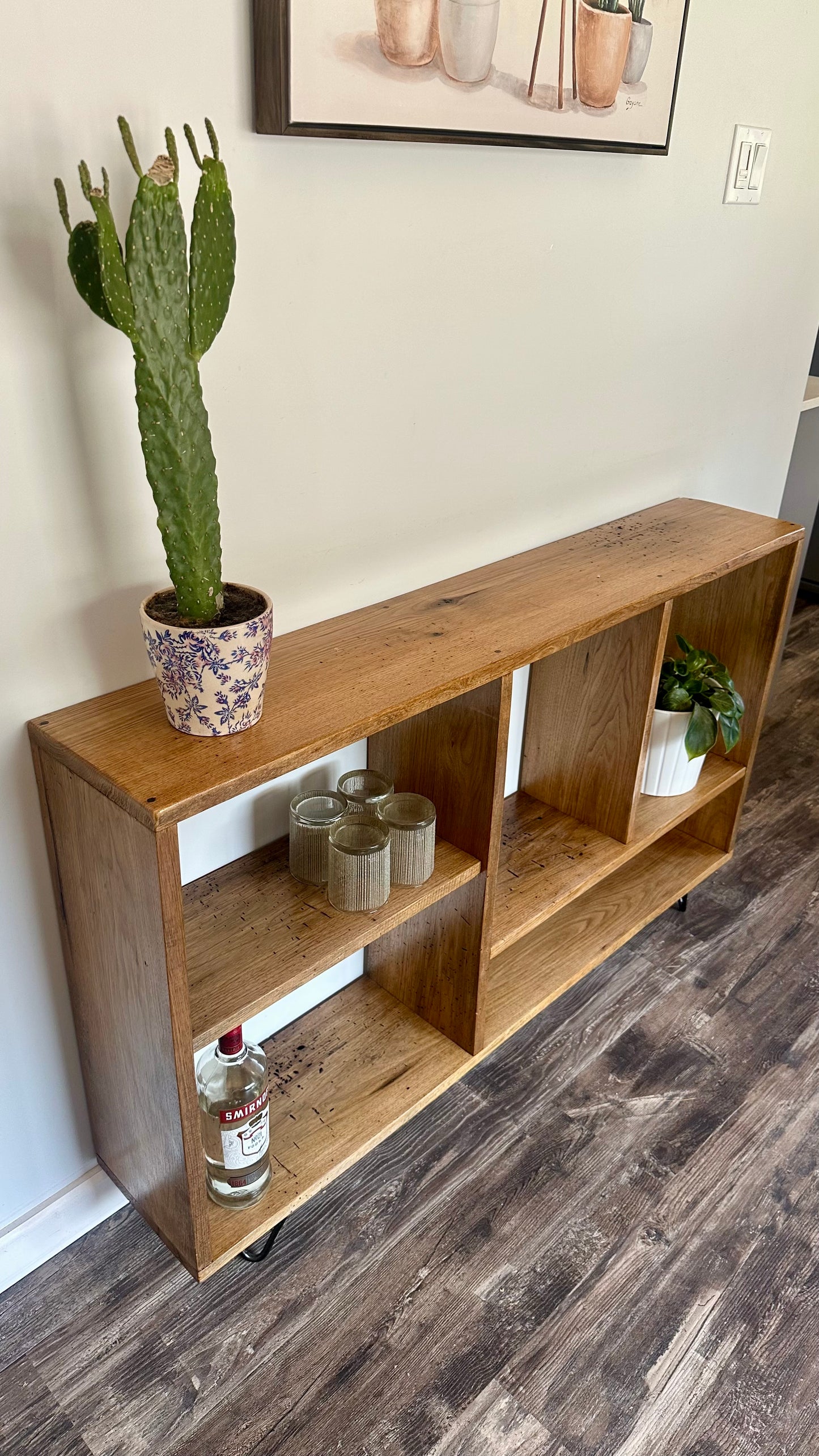 4 1/2’ L Rustic Butternut Wood Narrow Console Table